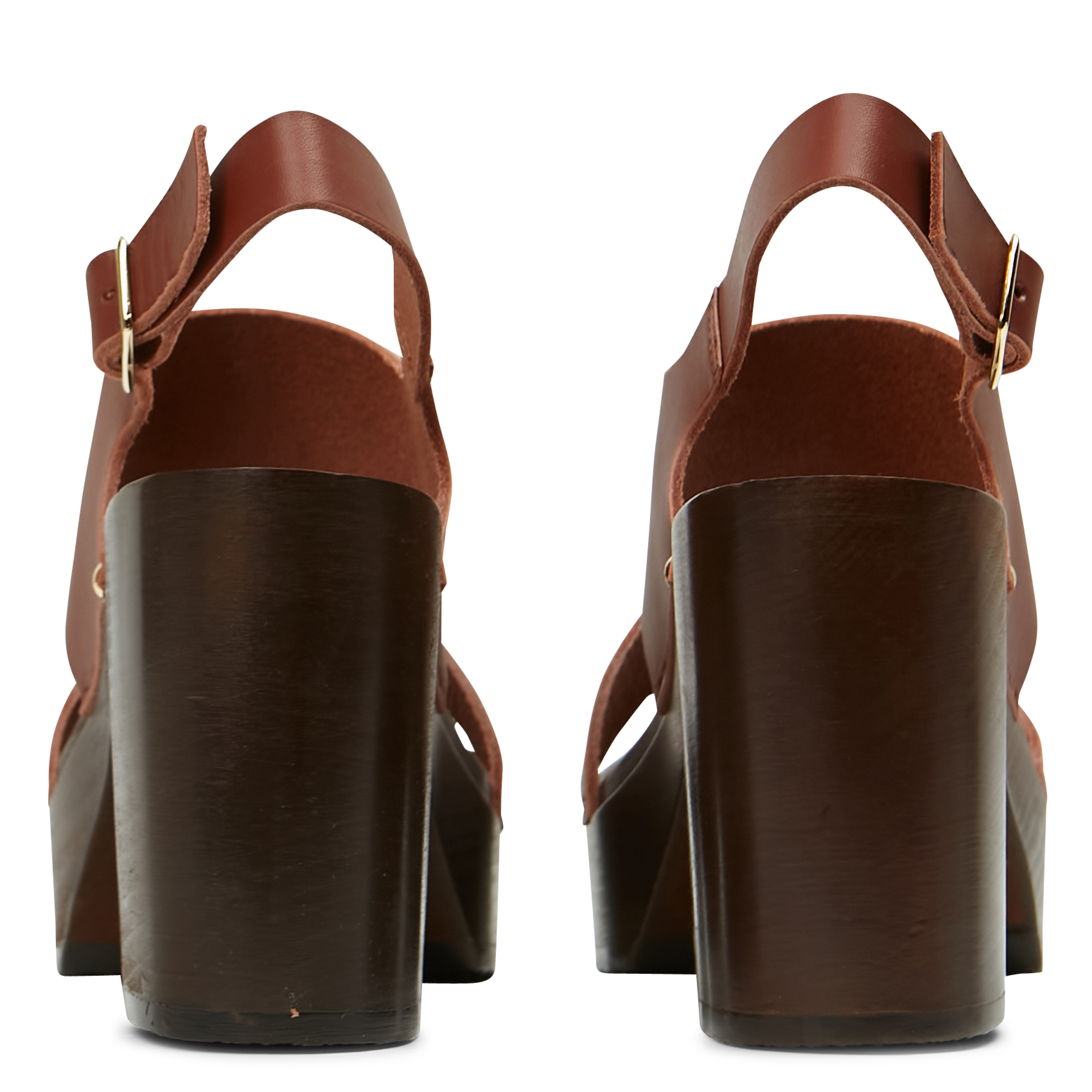 Vaarsleren klompen met hak SABOTS YOUYOU Bruin