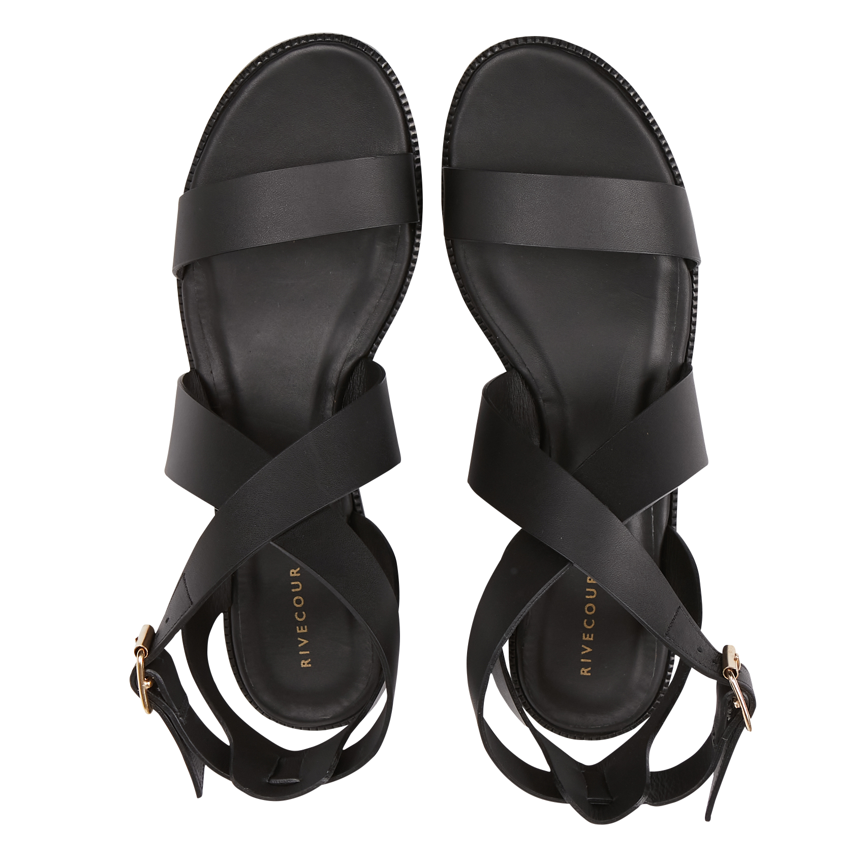 Platte, leren sandalen RIVECOUR Zwart