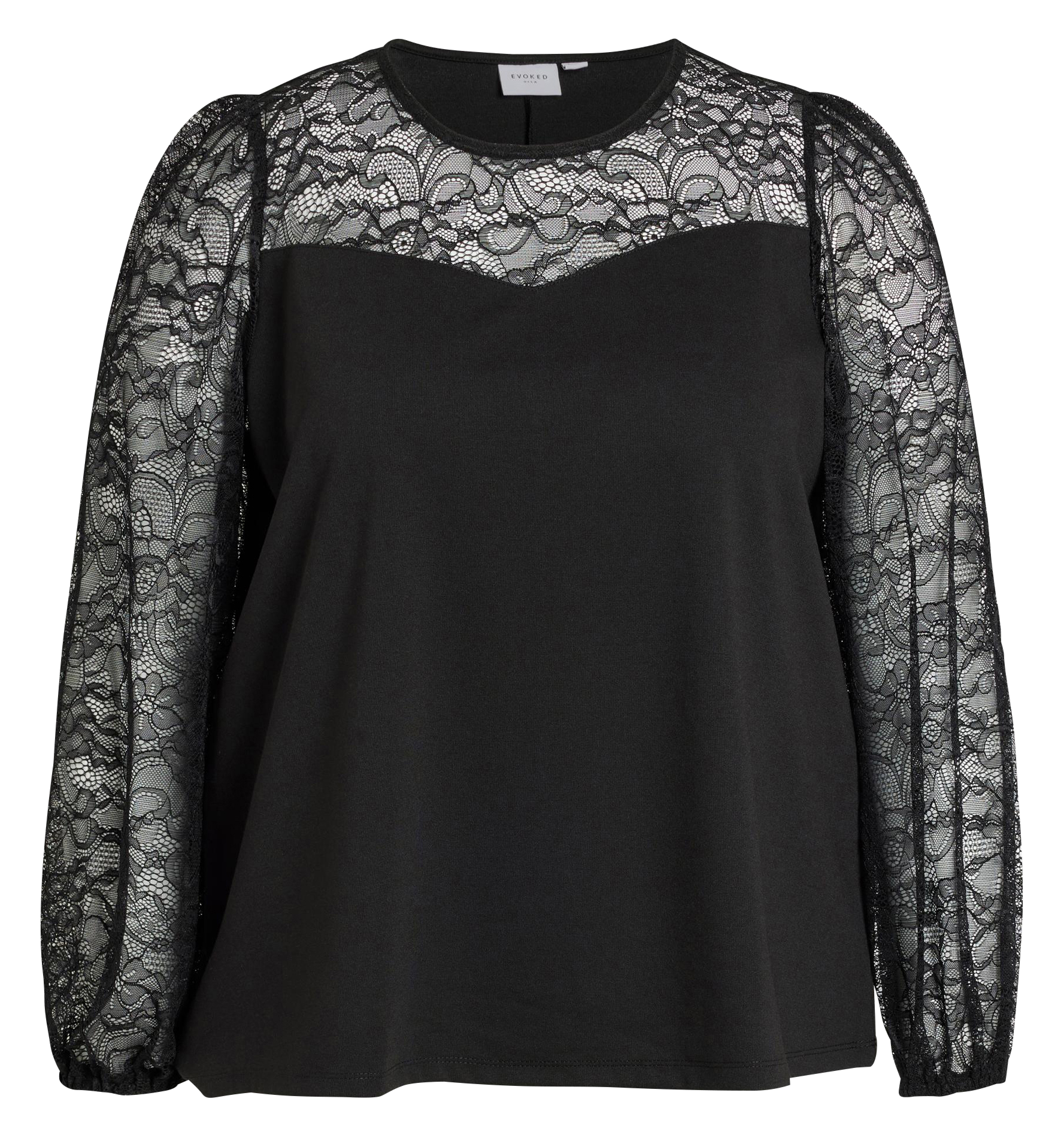 Top col rond en dentelle  EVOKED Noir