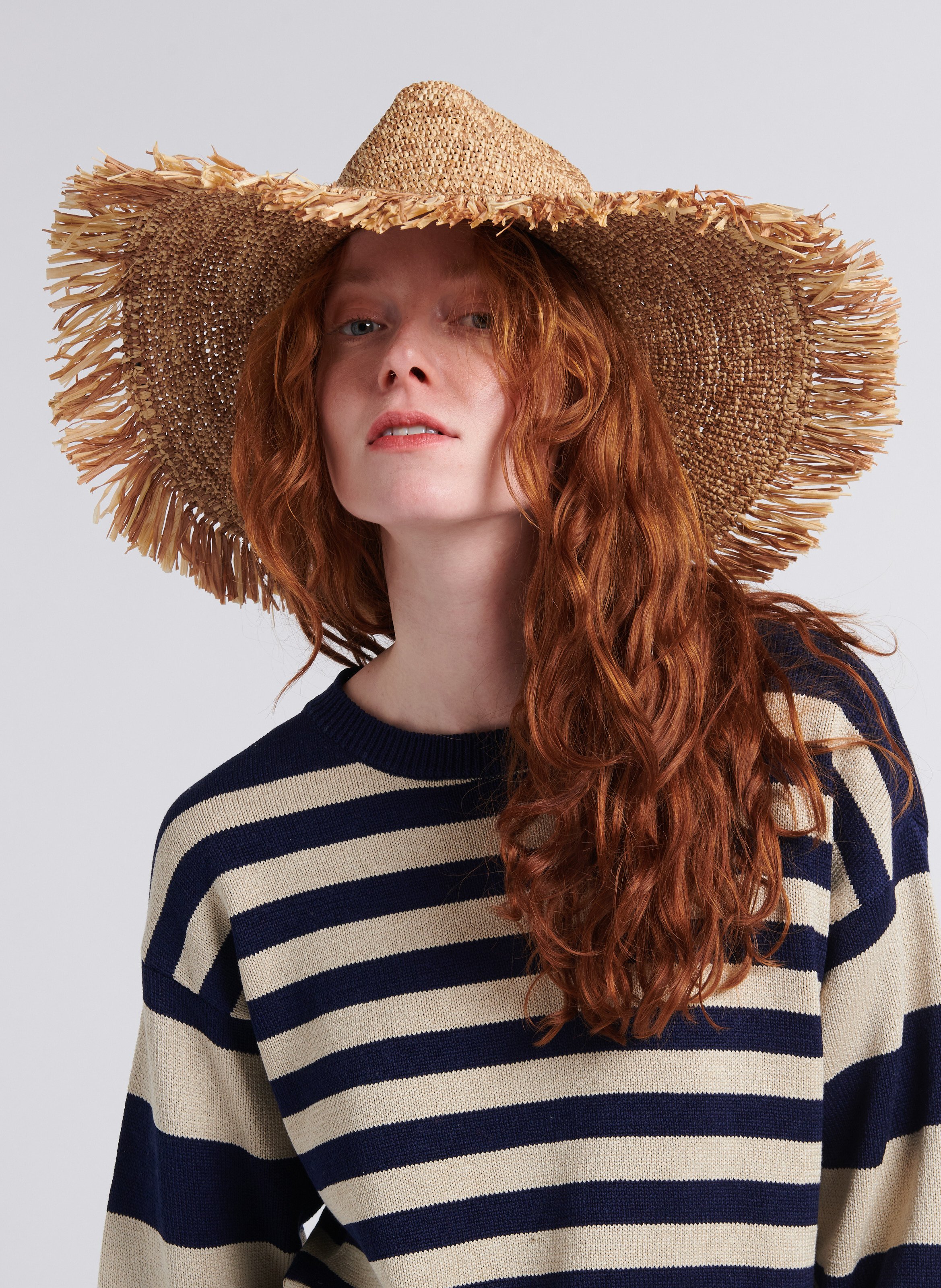 Verstellbarer Hut aus geflochtenem Bast BeigeCAMALYA