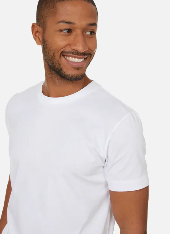 Gestreiftes Midi-Baumwollkleid mit klassischem Kragen und Gürtel AU PRINTEMPS PARIS Weiss