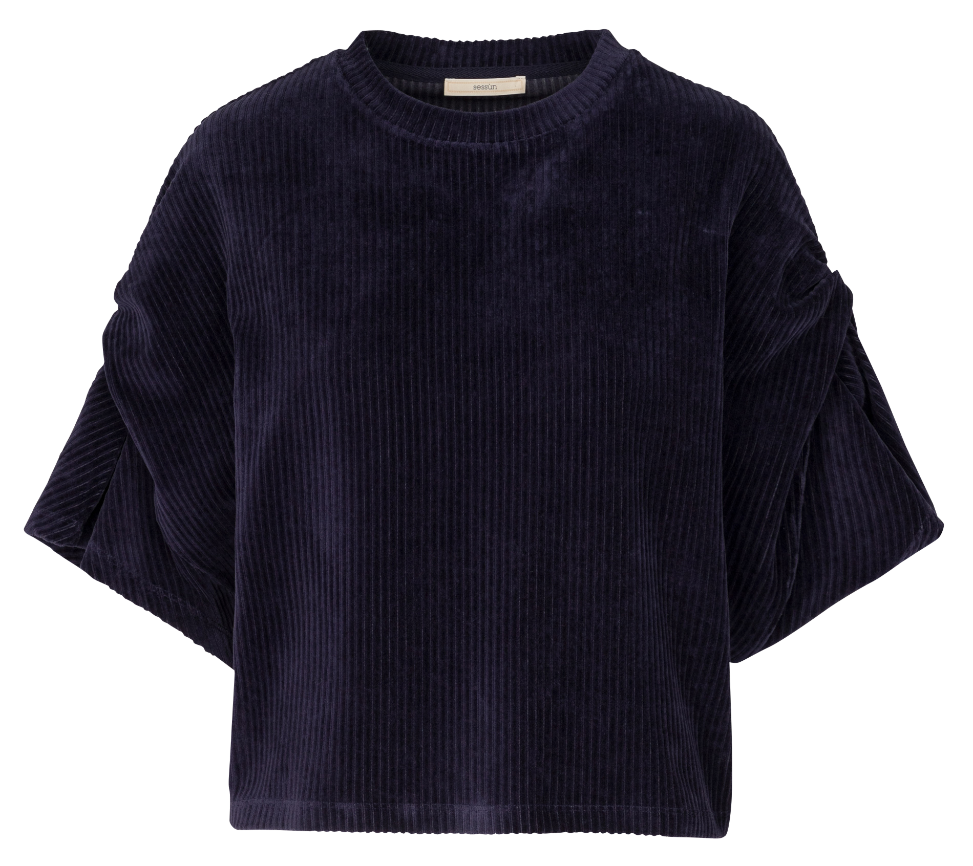Top ample col rond en coton mélangé SESSUN Bleu