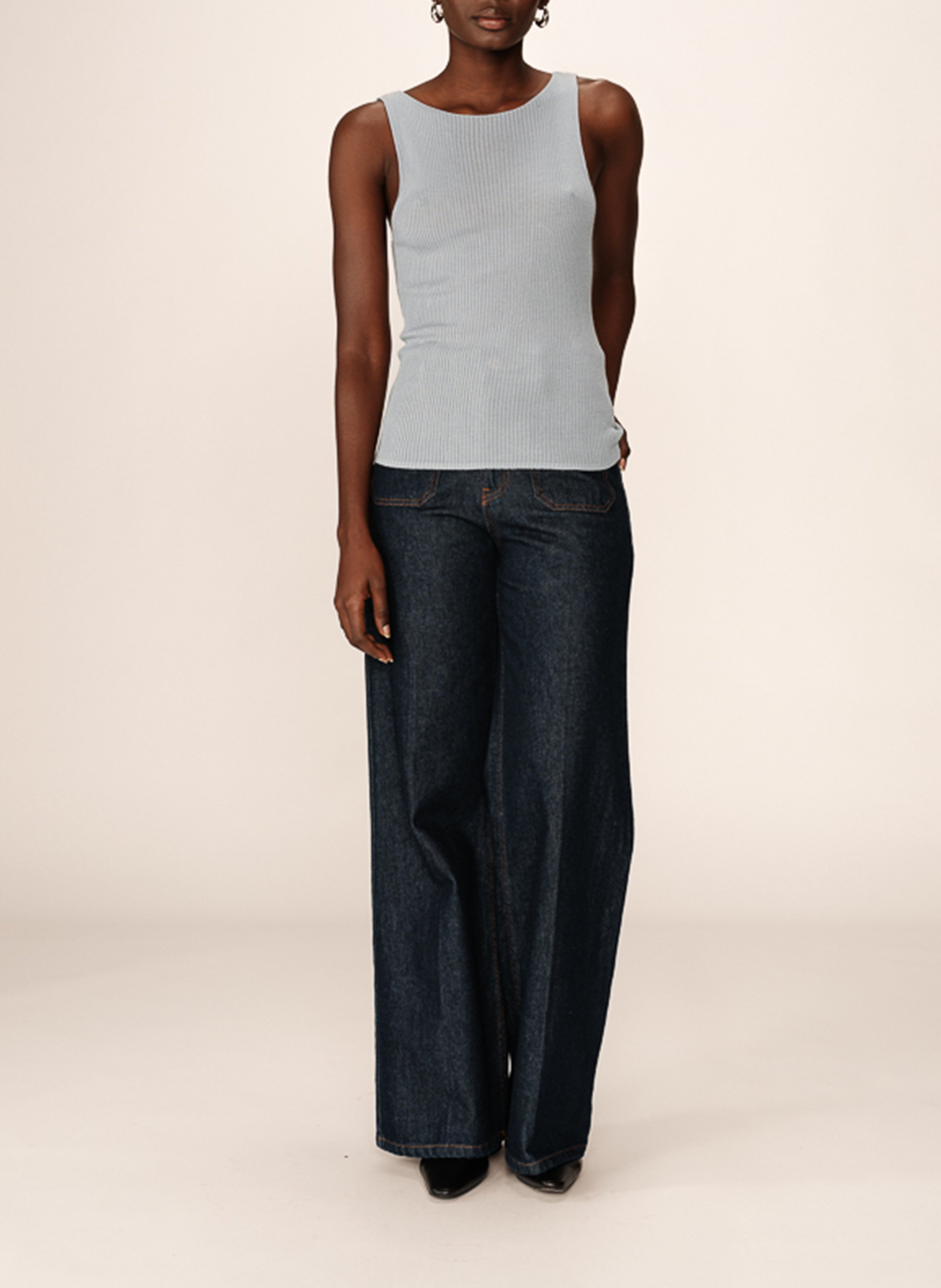 Ärmelloser, gerippter Rundhalspullover GRACE ET MILA Silber