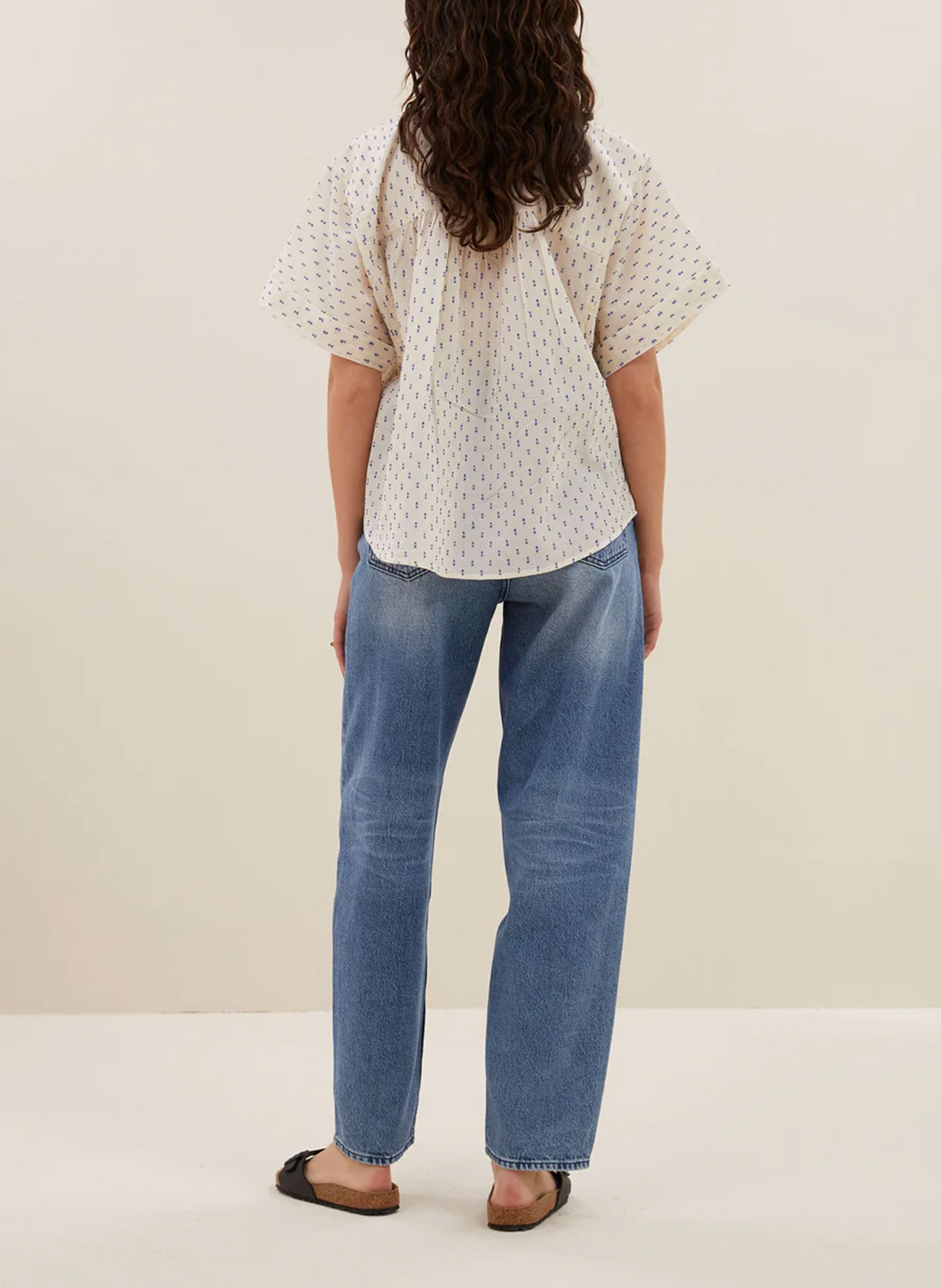 Round-neck printed blouse BY BAR Grey