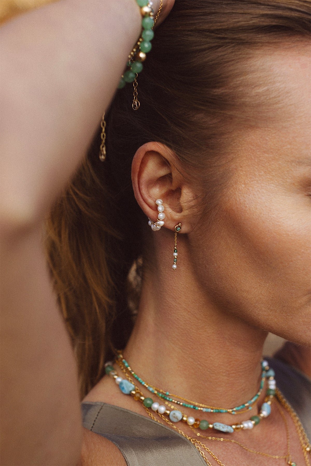 Faux pearl piercing YAY White