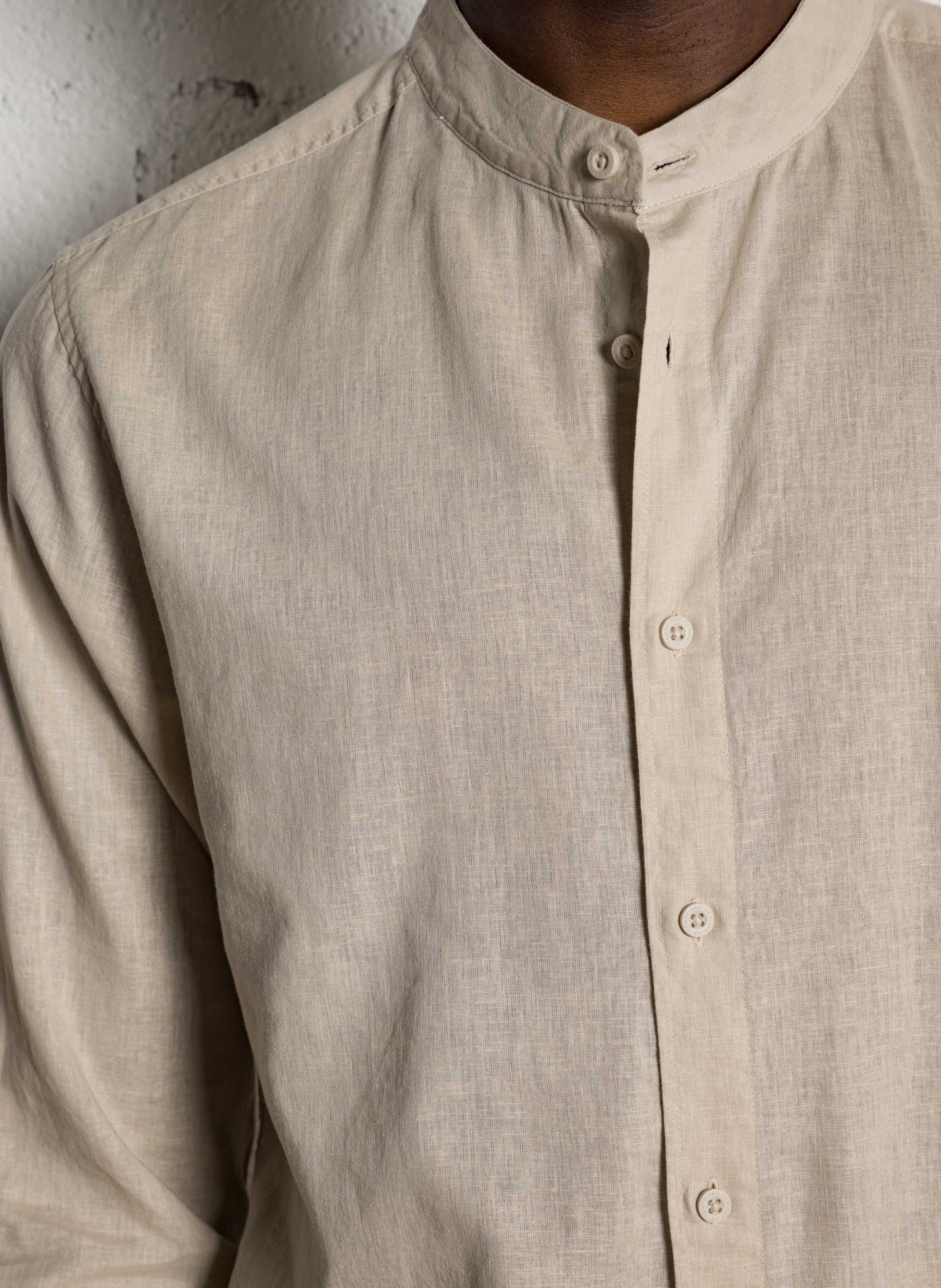 Chemise col mao en lin mélangé LE TEMPS DES CERISES Gris