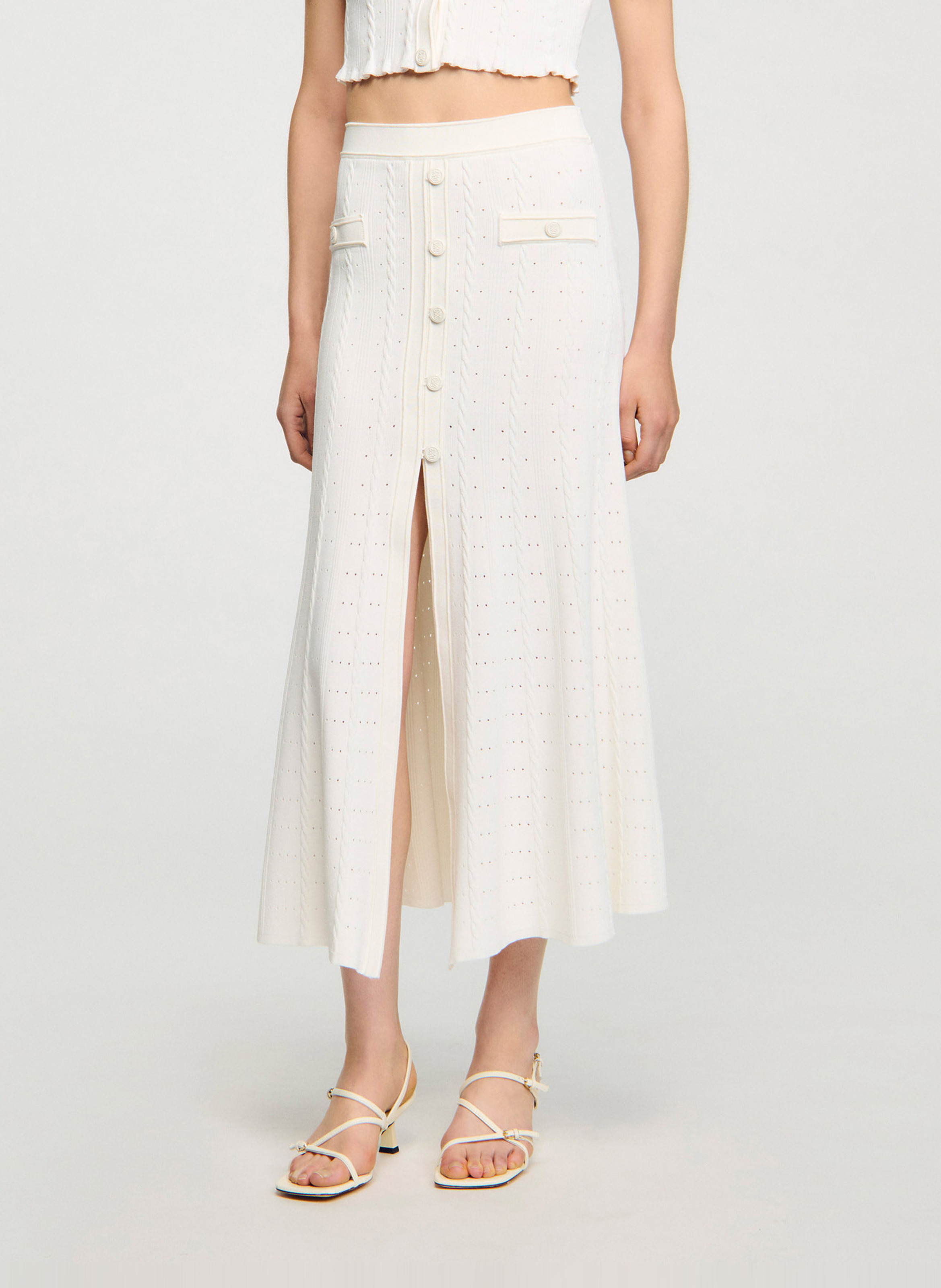 Jupe midi  SANDRO Blanc