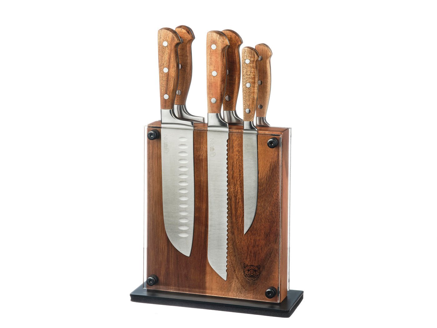 Jakob Rauma kitchen knife set - 7 pieces BJORN Brown