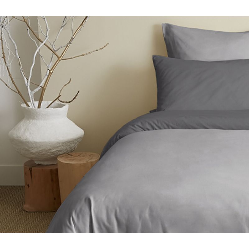 Complete set of 6 pieces gray/anthracite reversible duvet cover for 180 x 200 cm "king size" bed. COTON PUR Grey