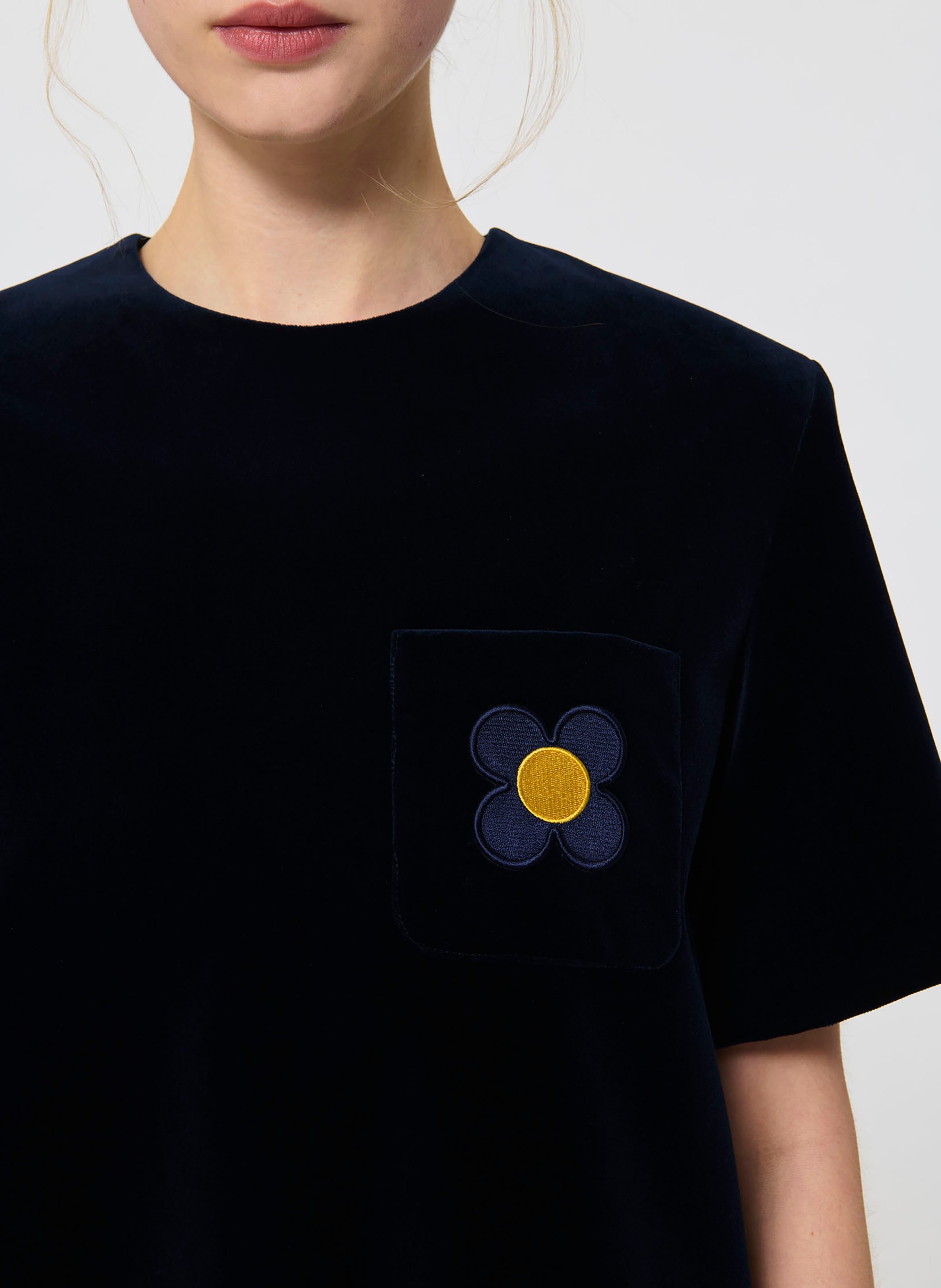 Robe courte col rond en coton TARA JARMON Bleu