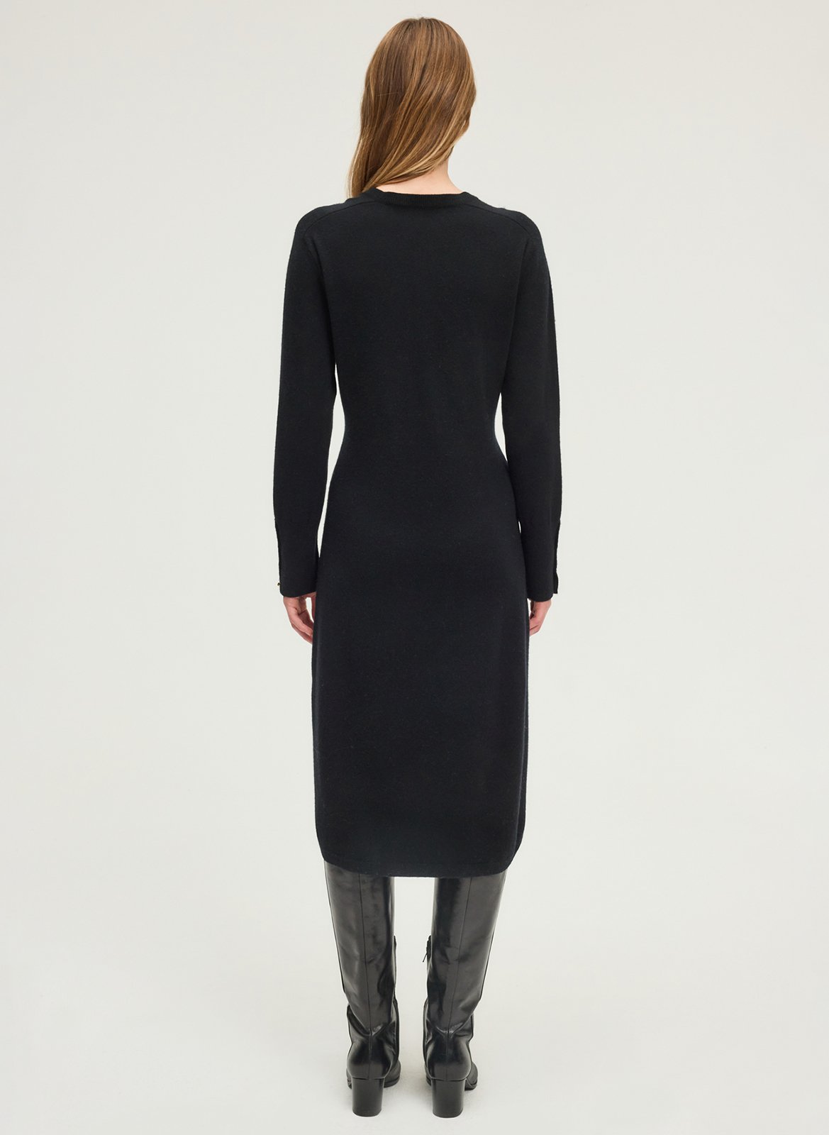 Round-neck wool-blend midi dress PABLO Black