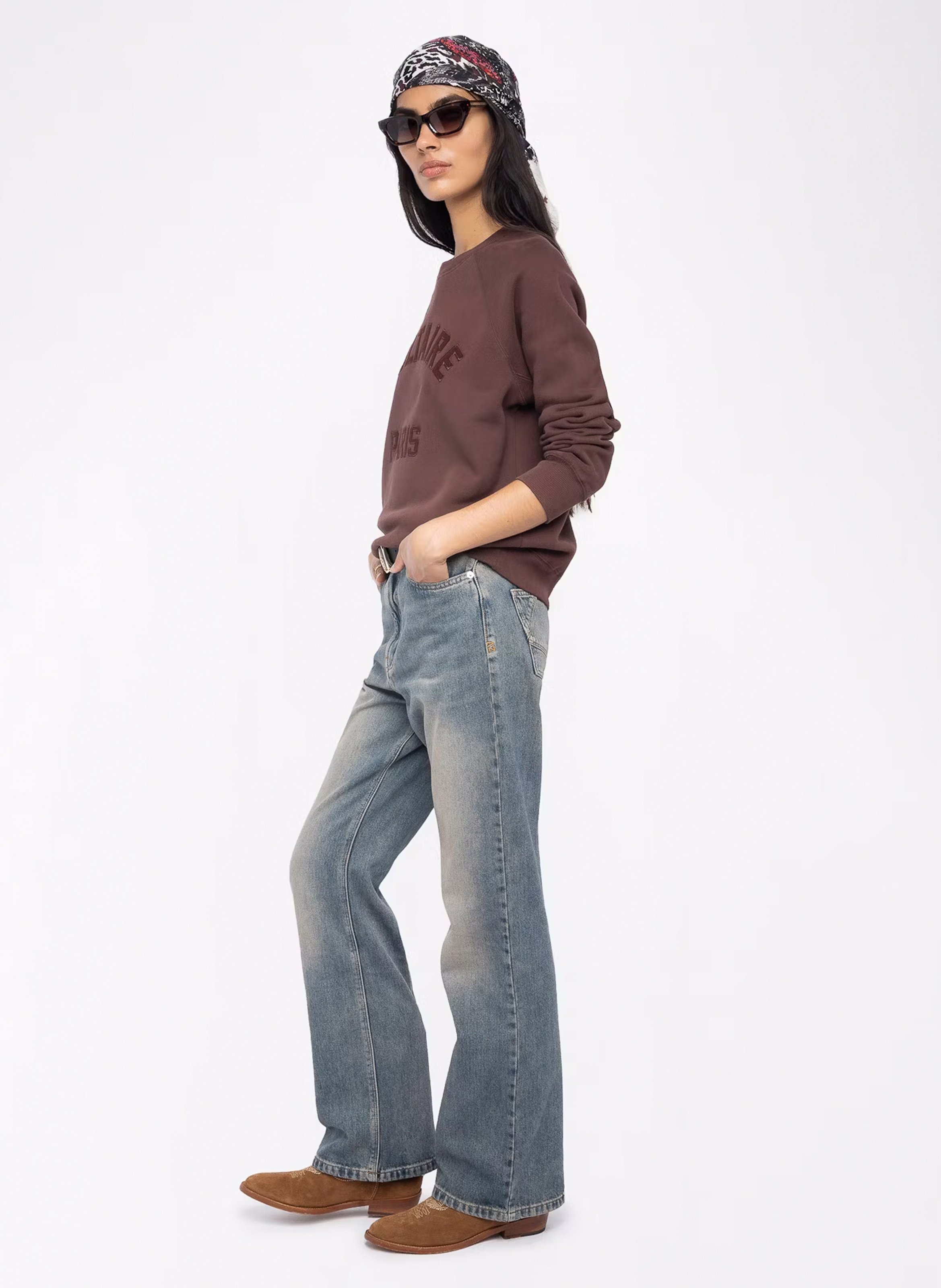 Sweat droit en coton mélangé ZADIG&VOLTAIRE Violet