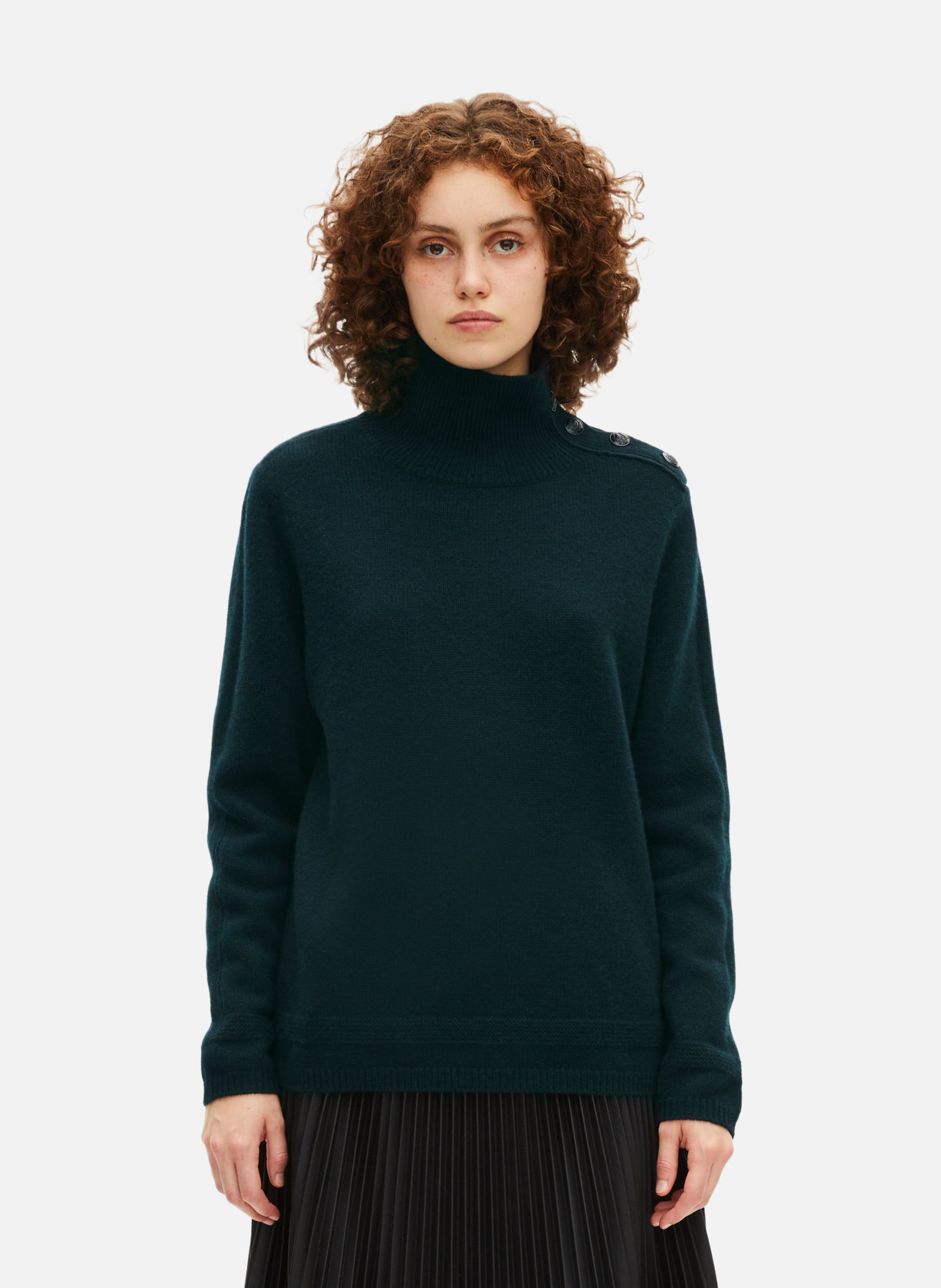 Boat-neck contrast-knit wool sweater  THE KOOPLES Green