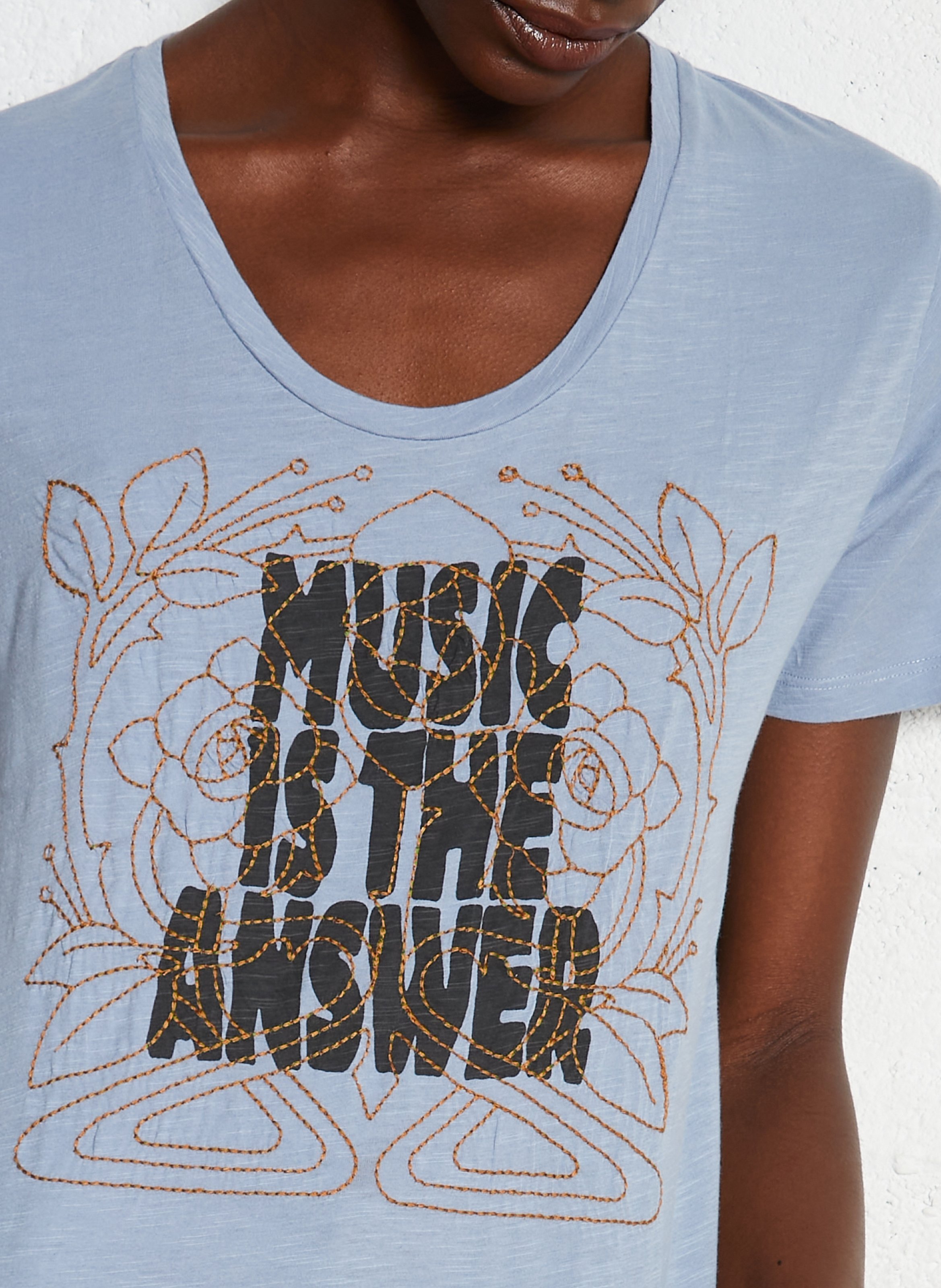 T-shirt van biokatoen met ronde hals LEON & HARPER Blauw