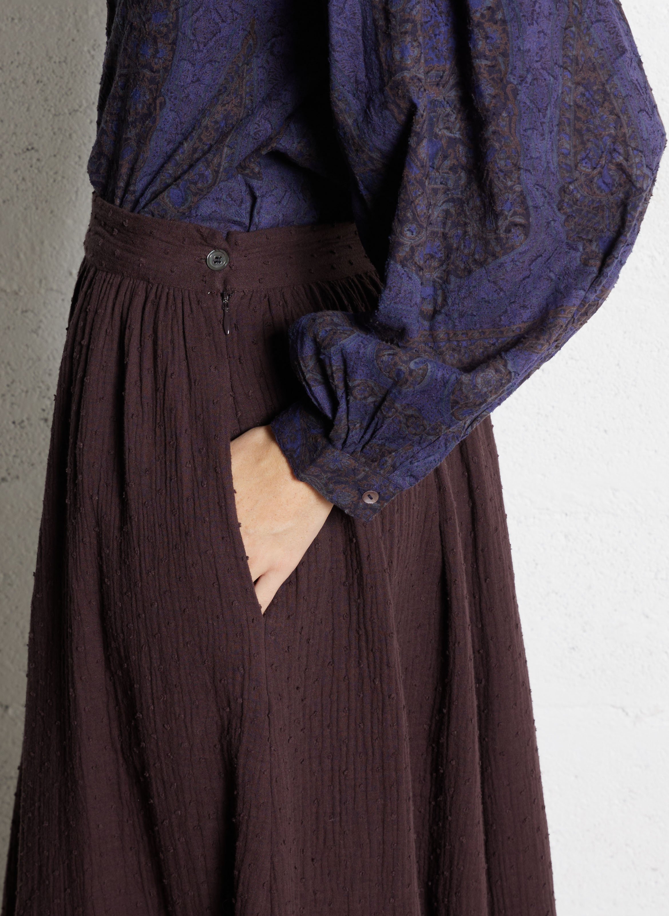 Jupe longues évasée en coton ANTIK BATIK Prune