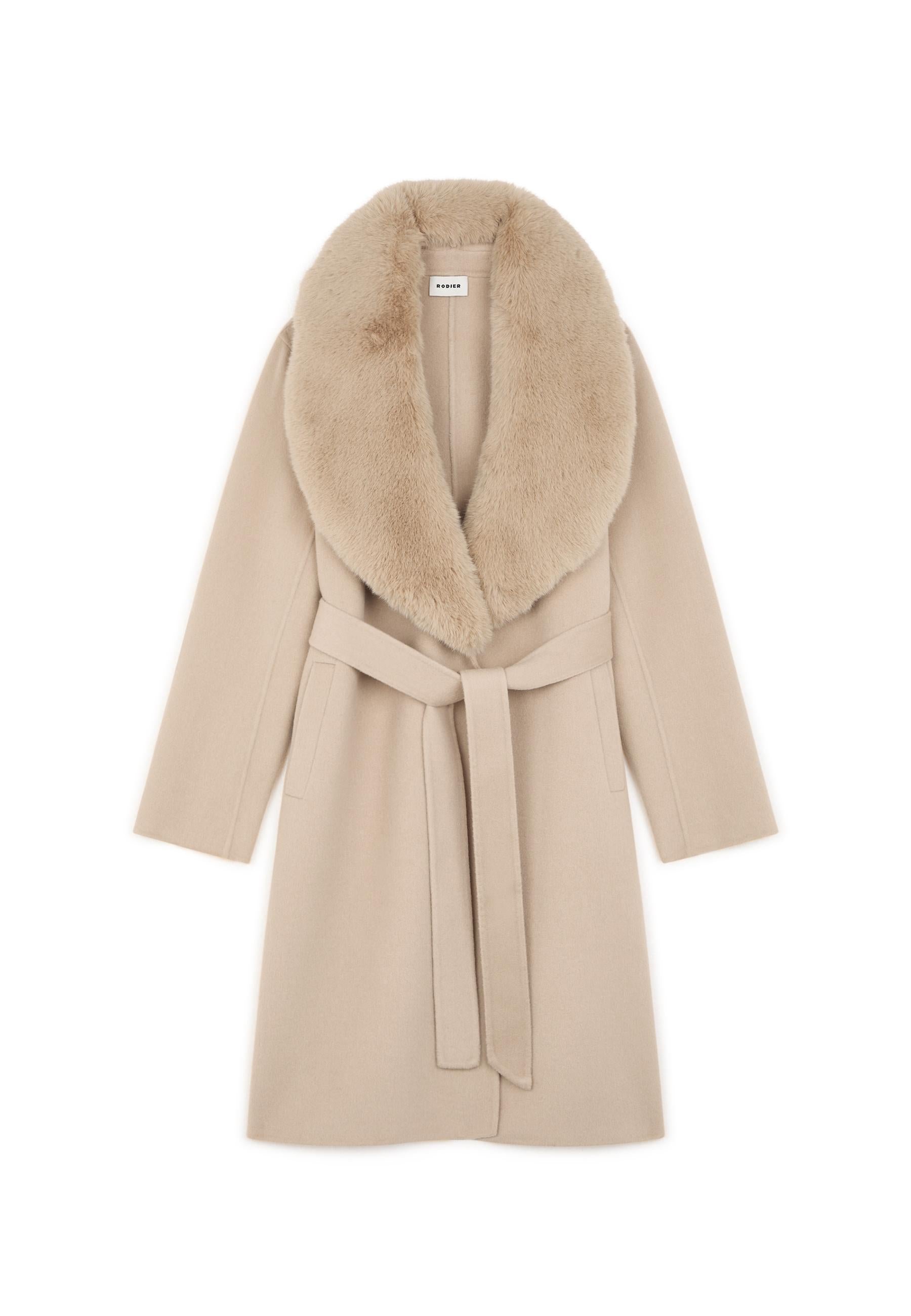 Wool coat with faux fur collar RODIER Beige