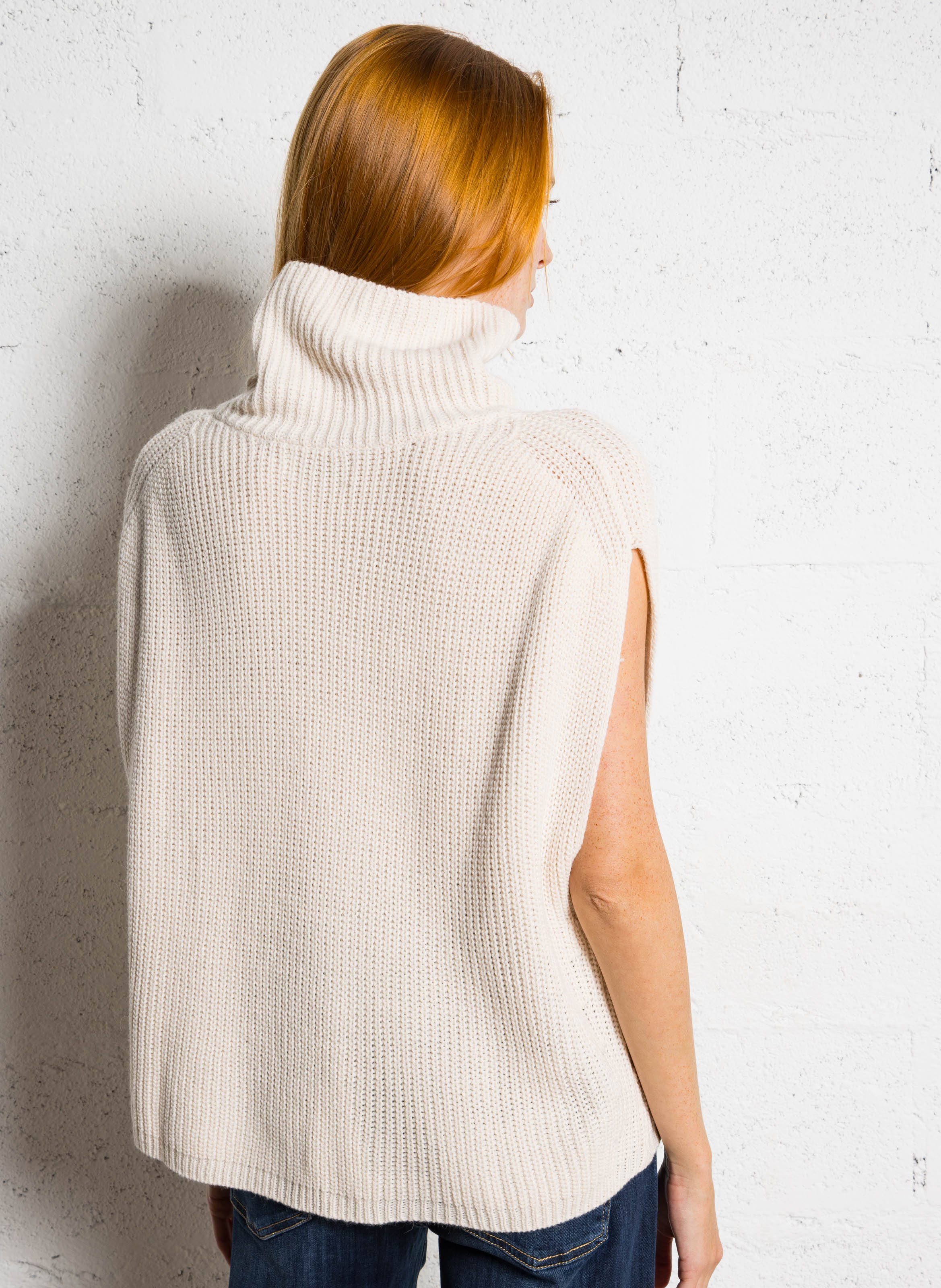 Pull oversize col roulé PLEASE Beige