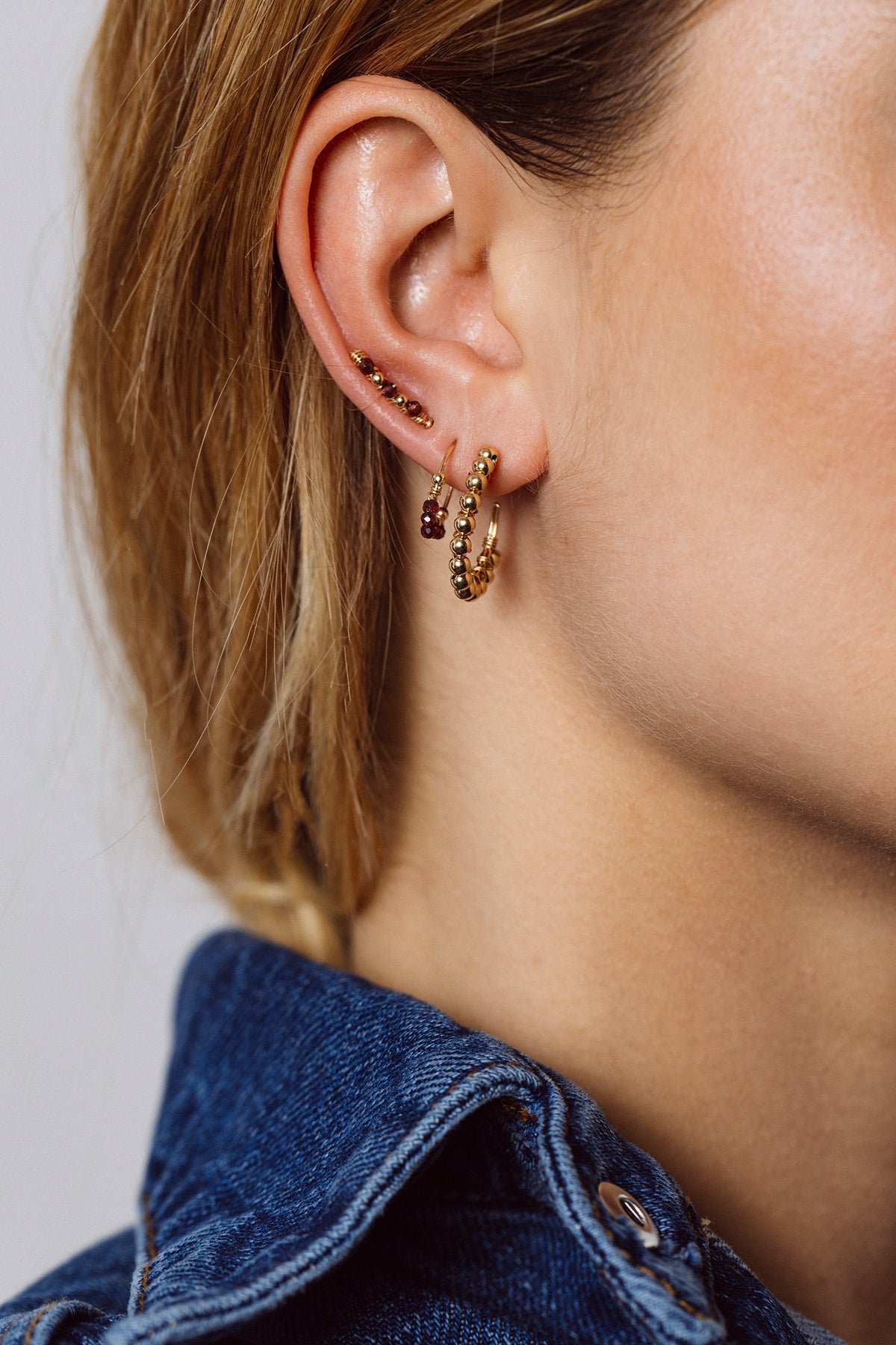 Priya hoops - garnet YAY Golden