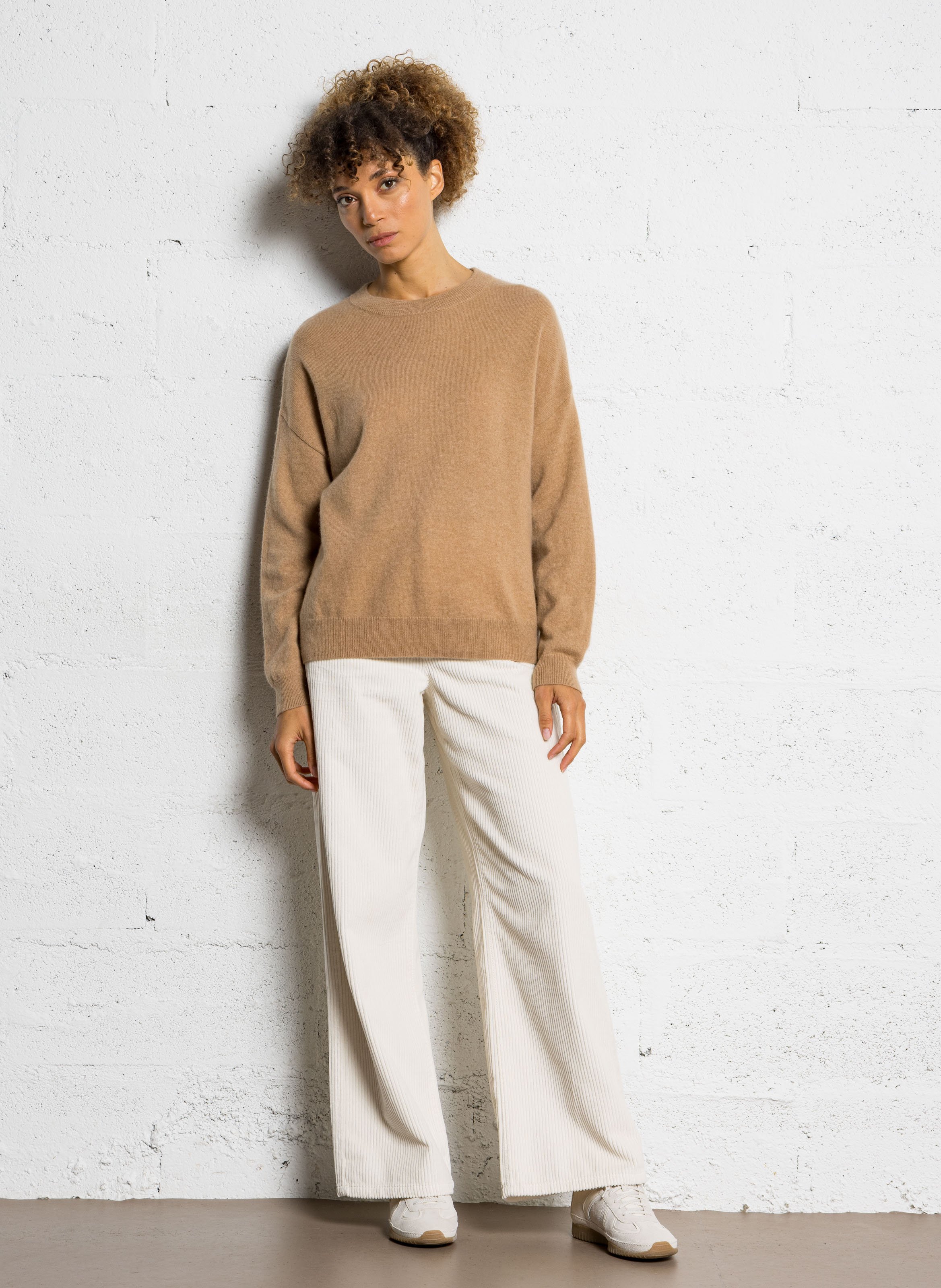 Pull ample col rond en cachemire SUD EXPRESS Beige