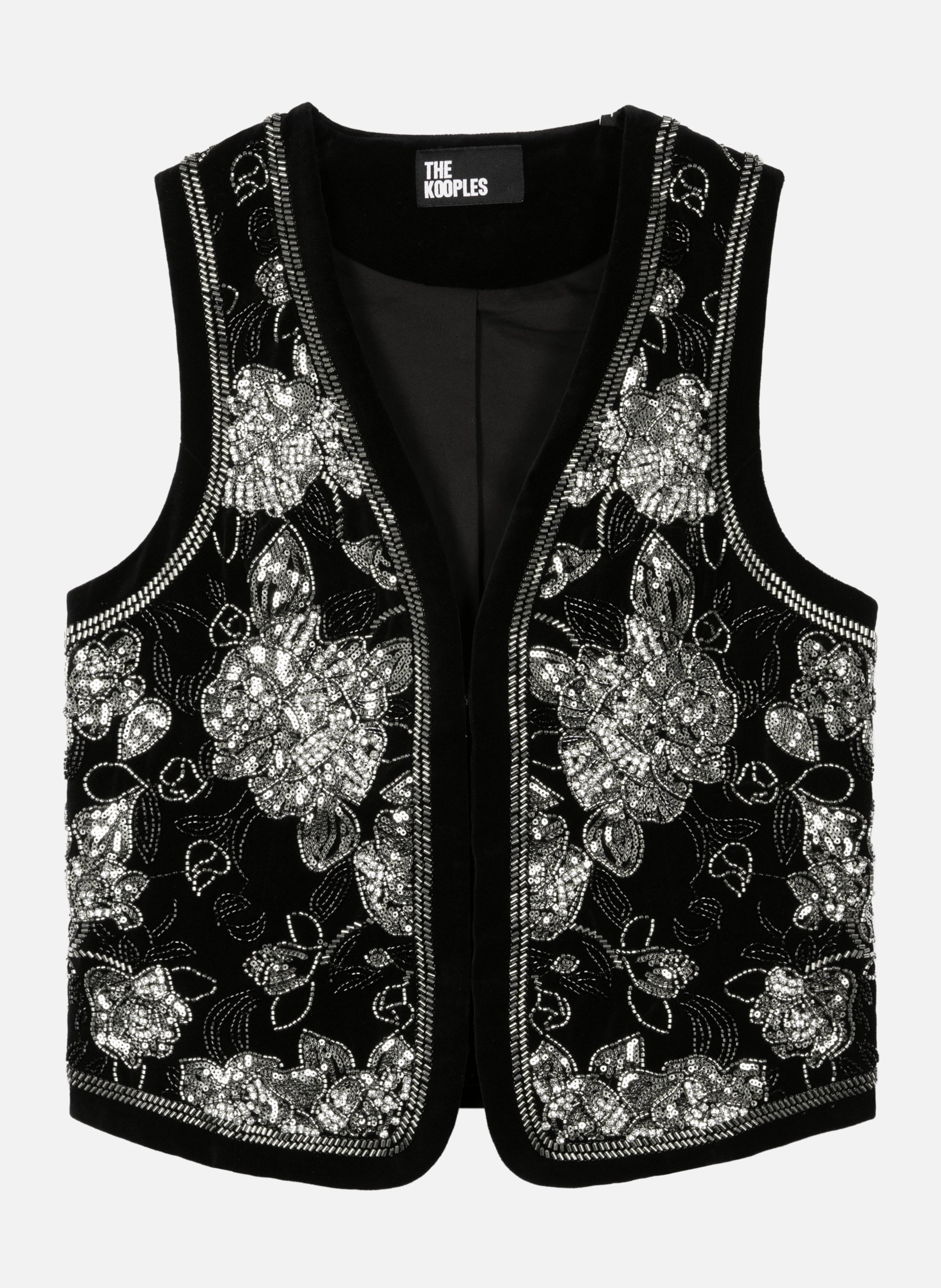Embroidered velvet vest THE KOOPLES Black