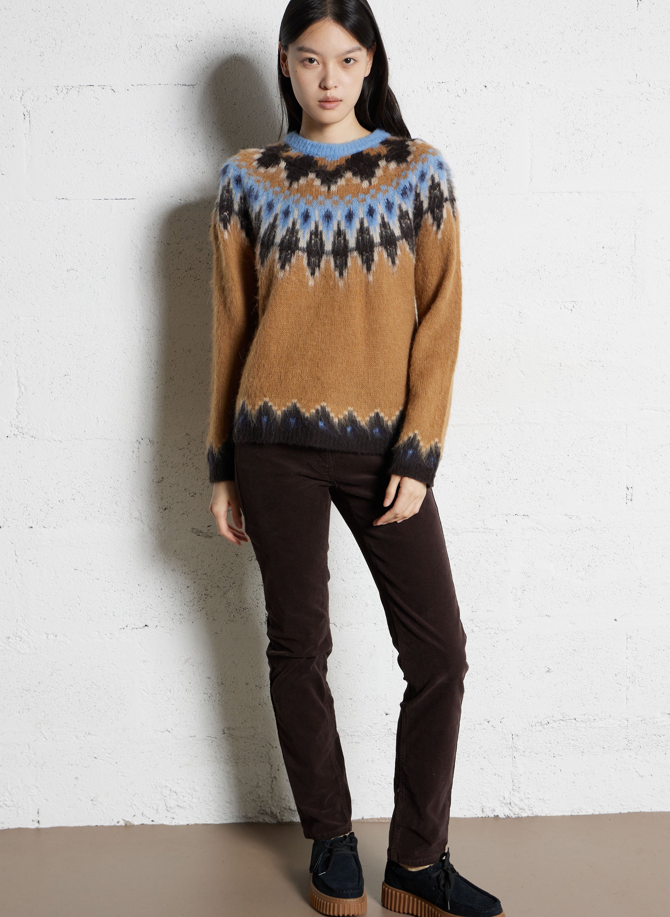 Pull col rond en maille imprimée MAISON 123 Beige