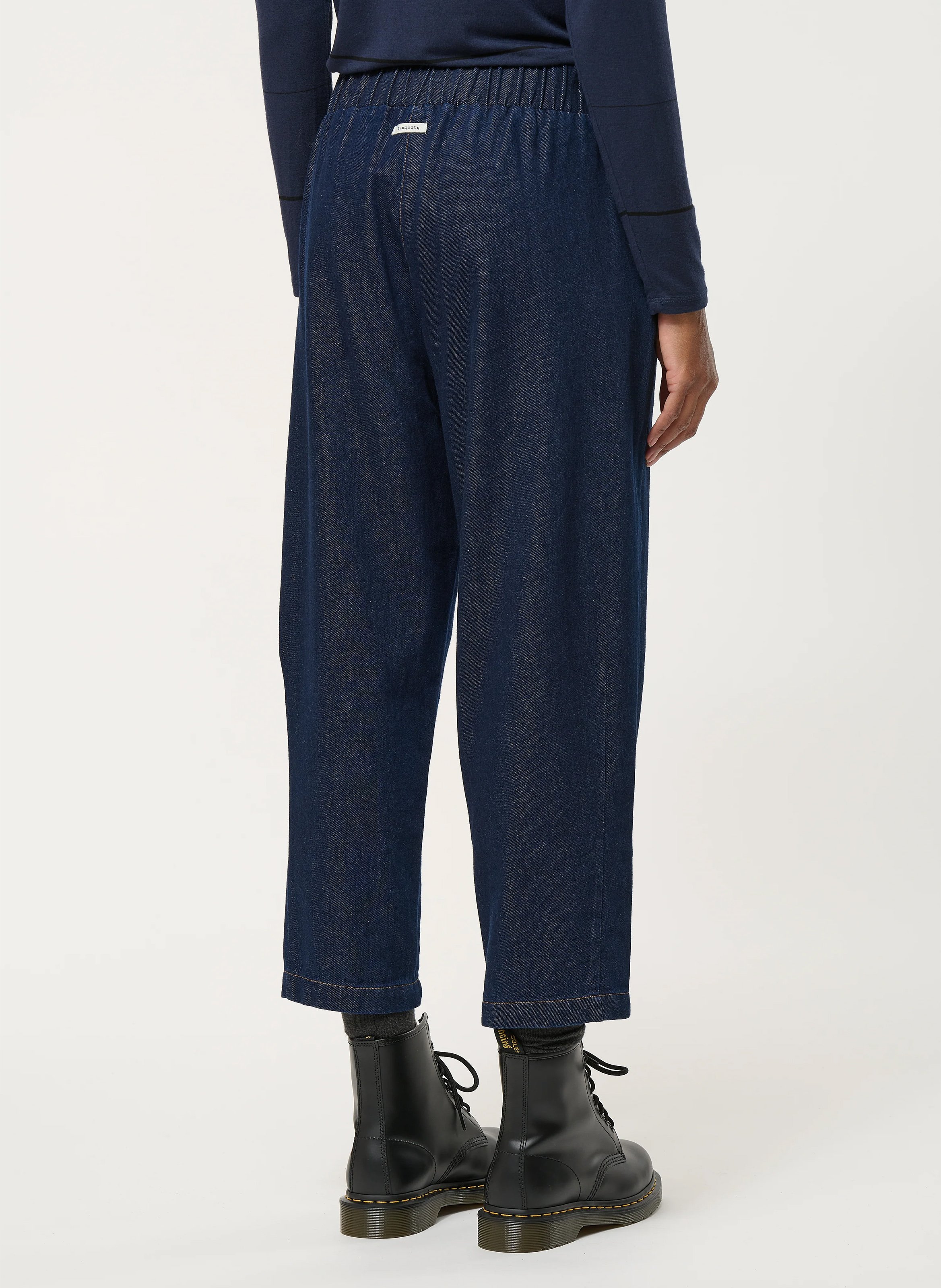 Pantalon large taille haute en coton HUMILITY Bleu