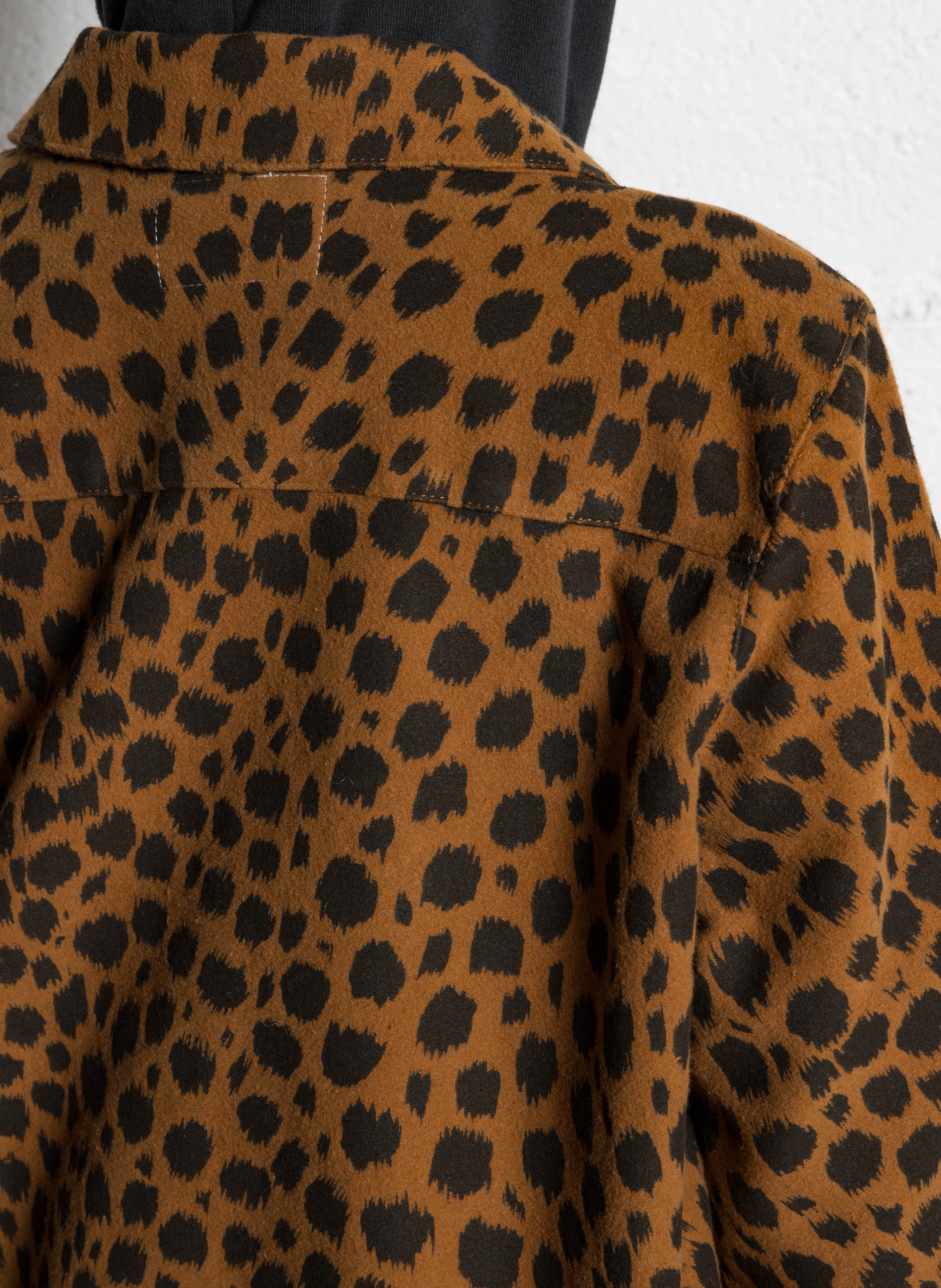 Manteau col classique imprimé en coton LEON & HARPER Marron