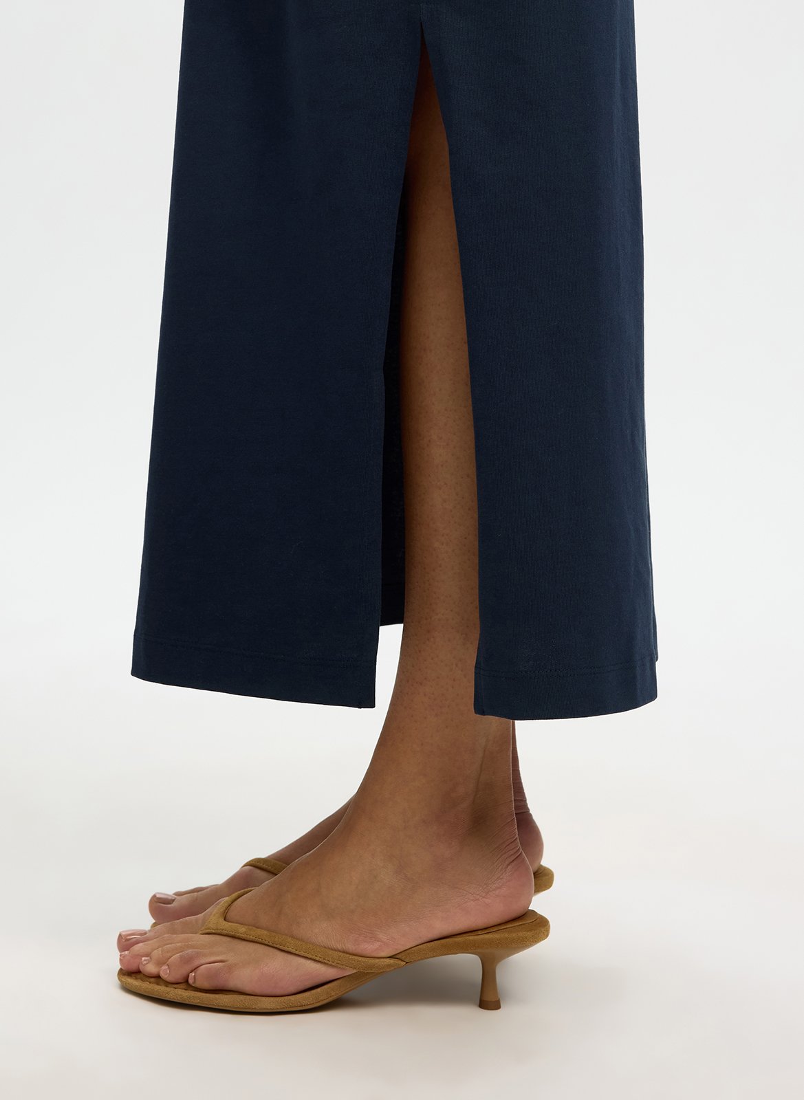 Robe longue col rond en coton bio SELECTED Bleu