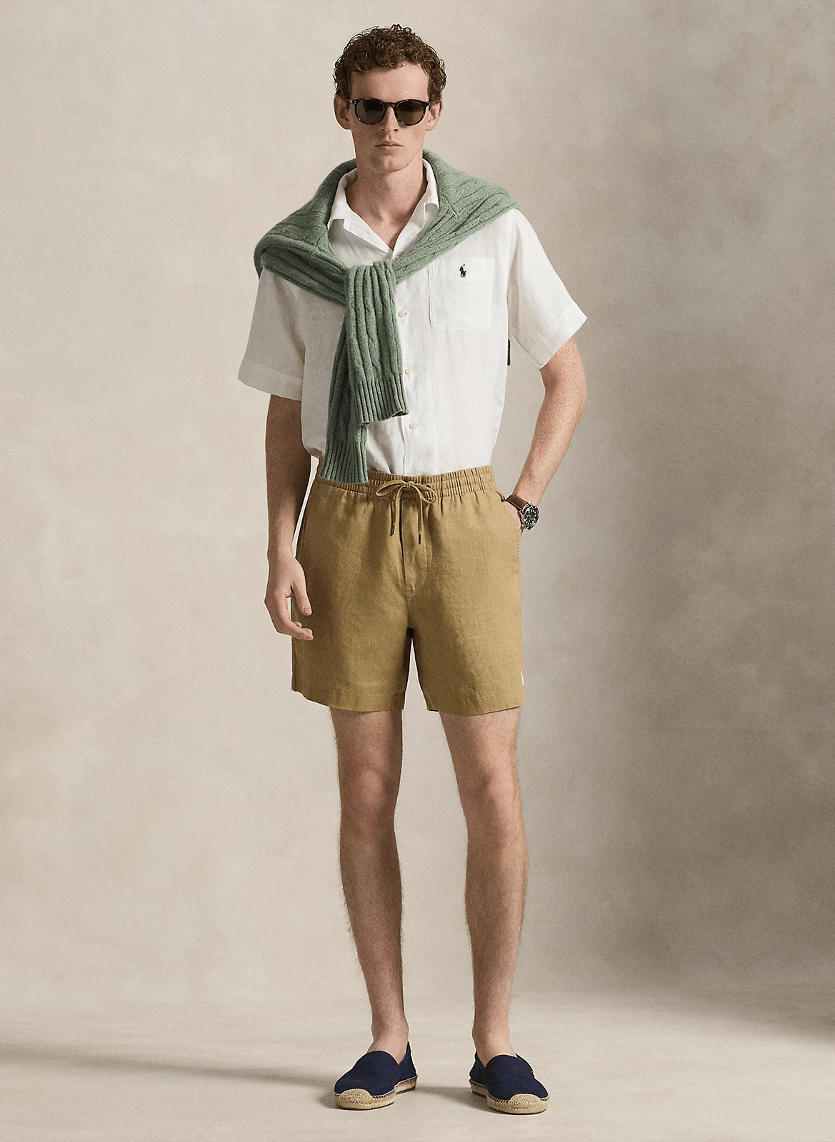 Short recto de lino POLO RALPH LAUREN Beige