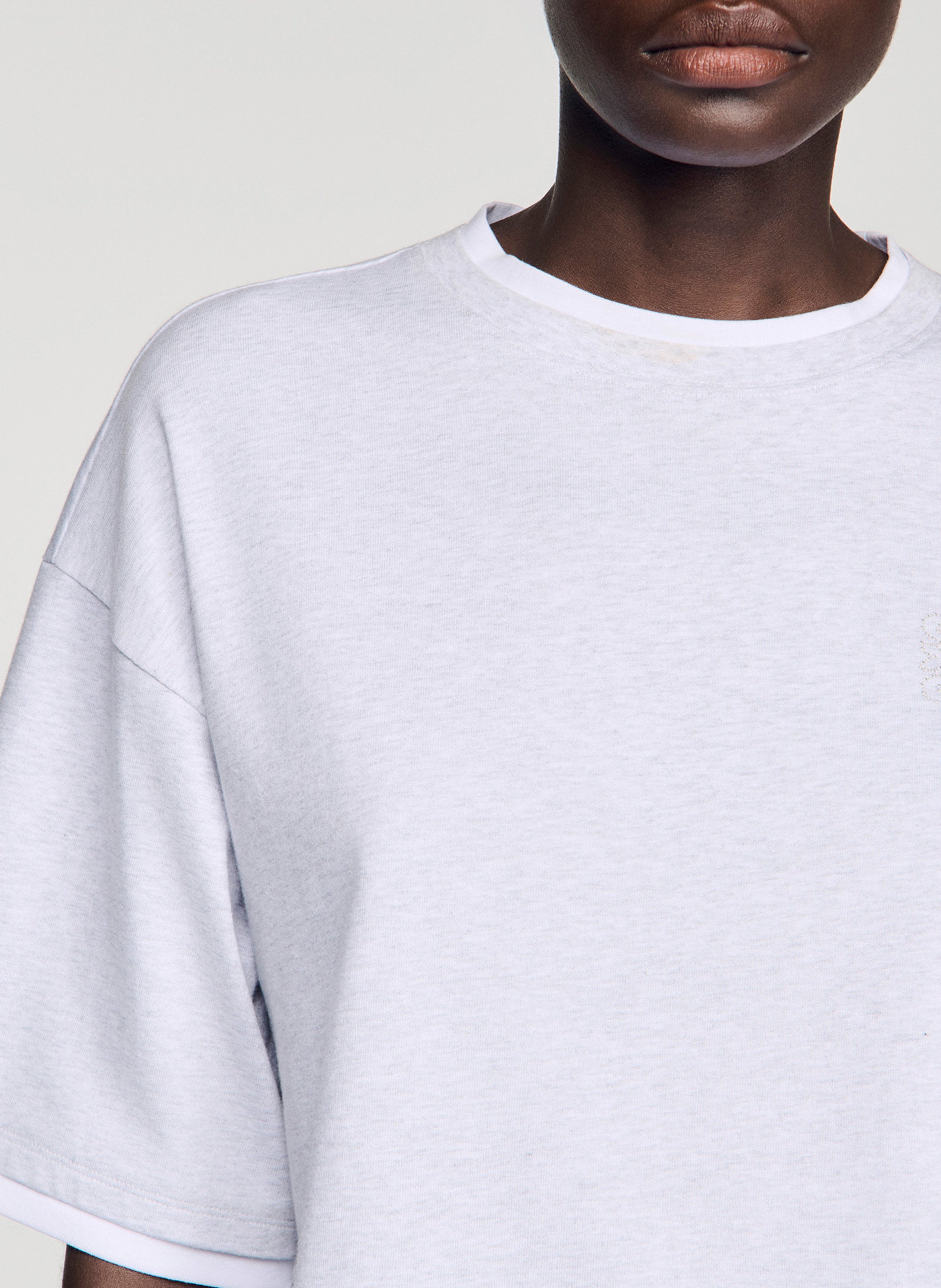 Oversized round-neck cotton T-shirt SANDRO Grey