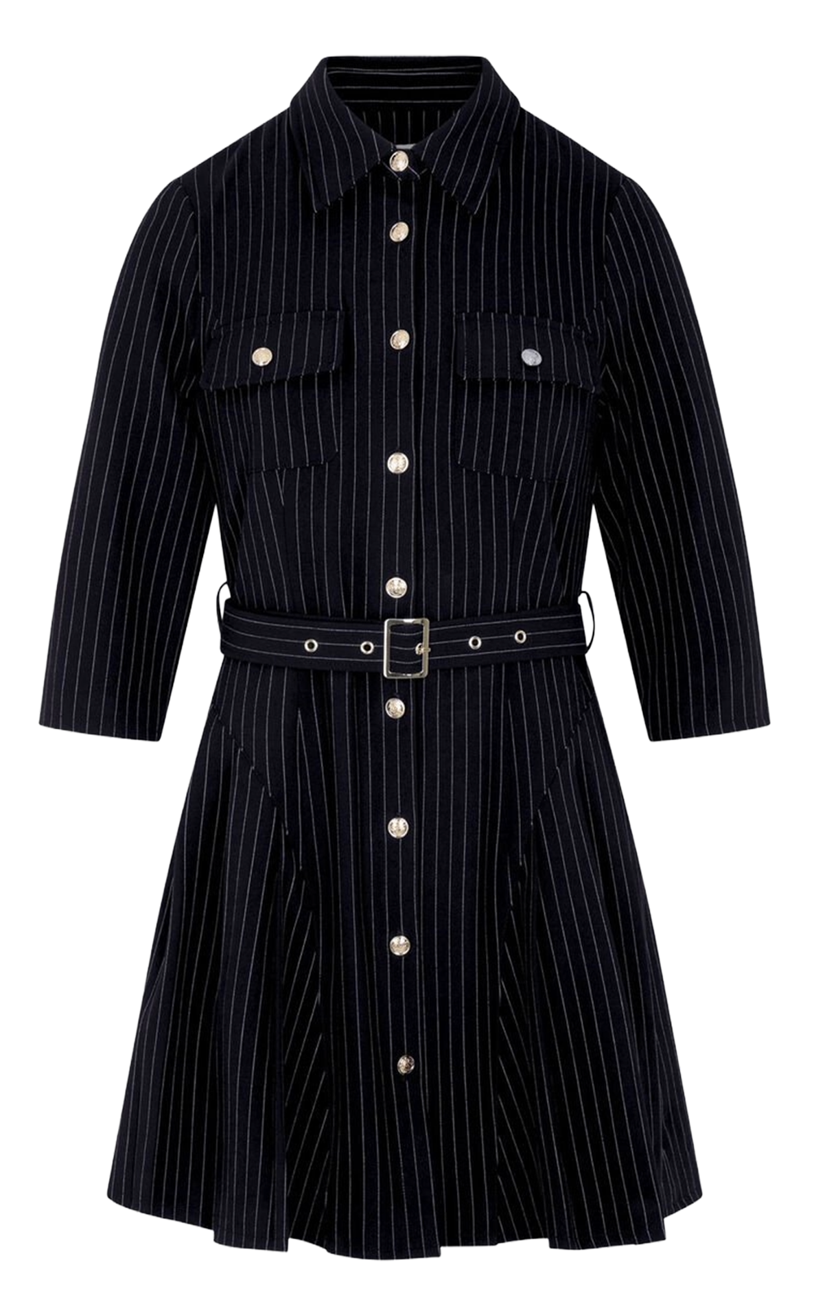 Robe courte cintrée à rayures fines MORGAN Bleu