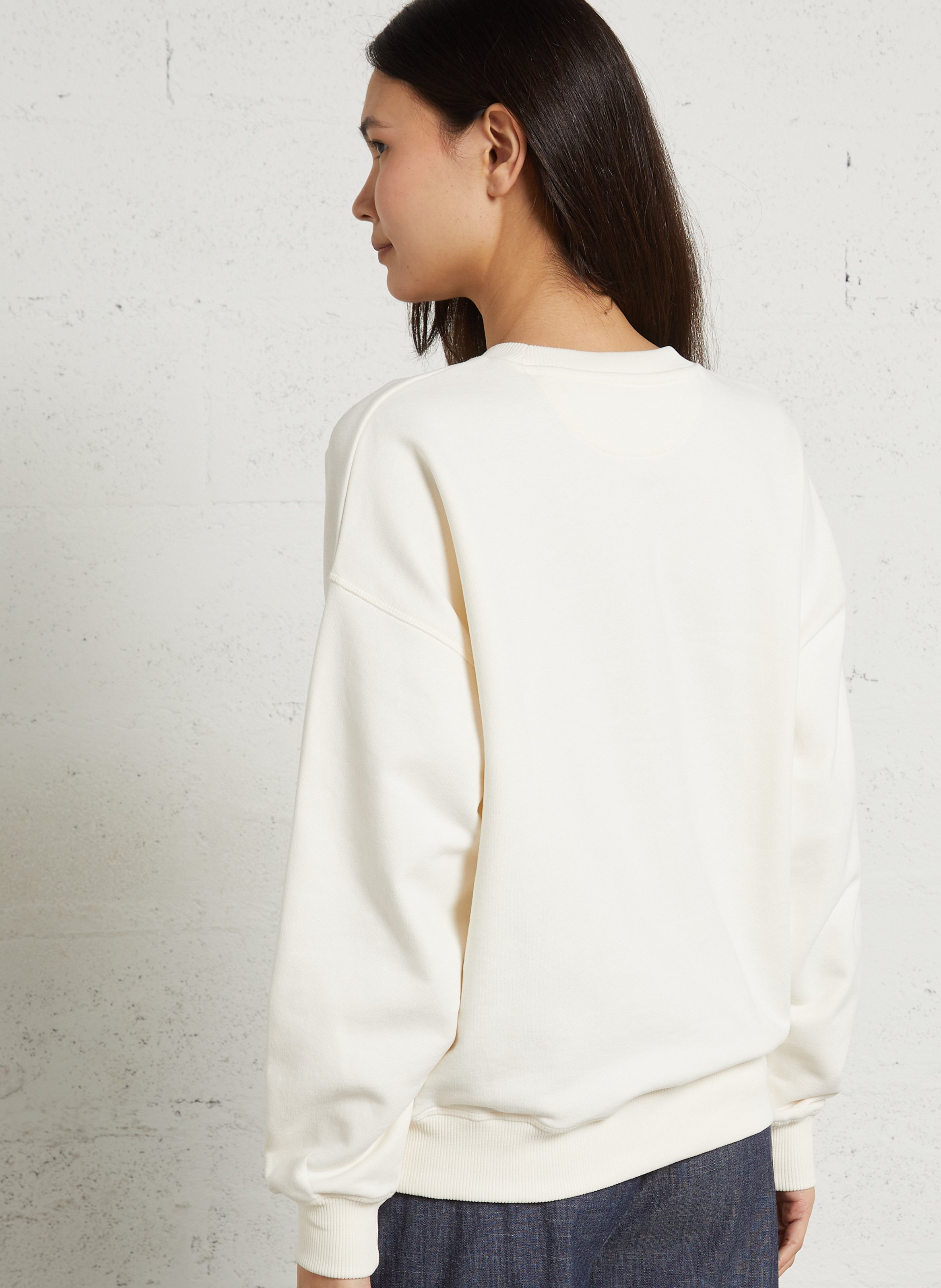 Sweat oversize col rond en coton THE NEW SOCIETY Beige