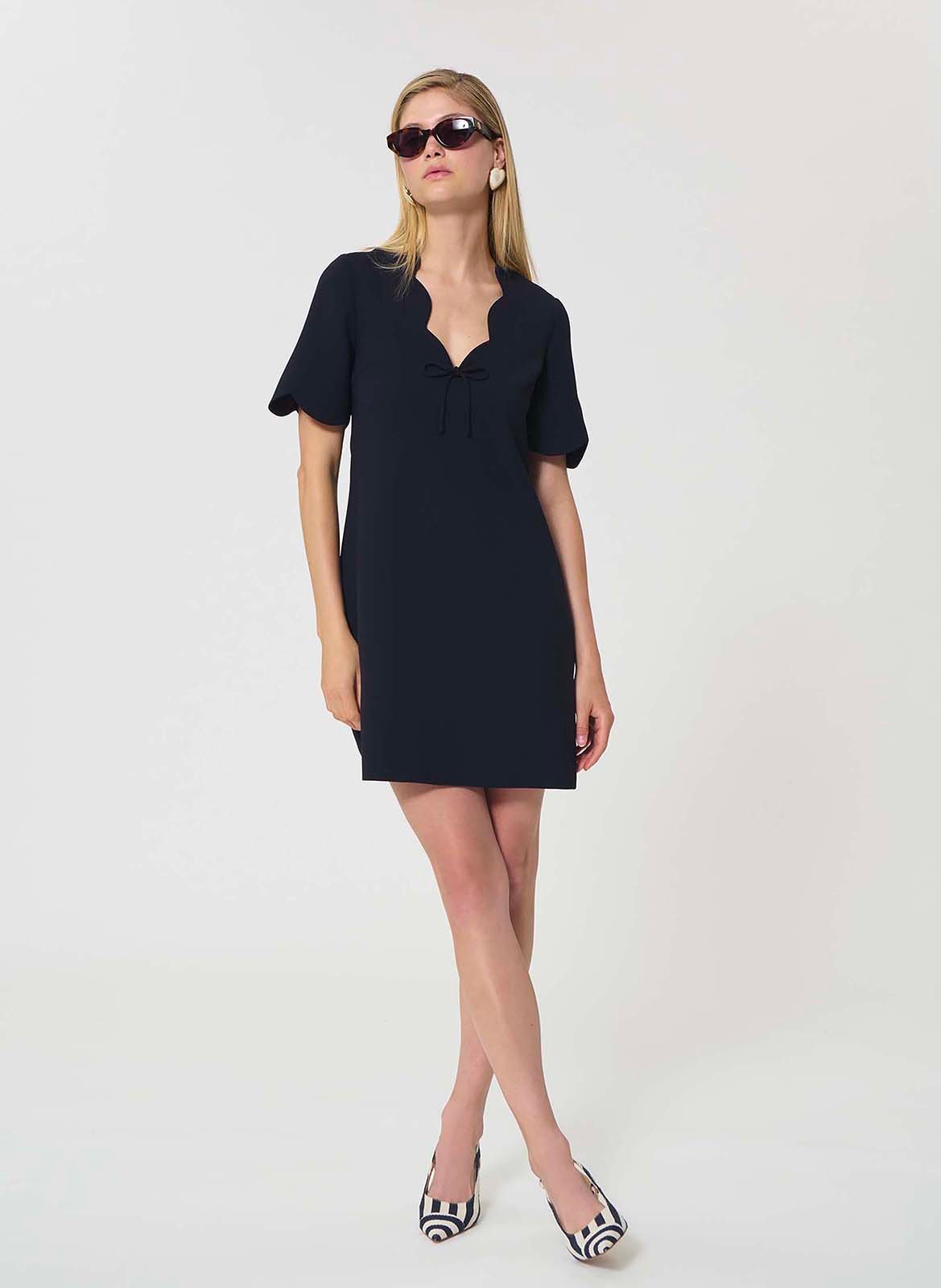 Robe courte droite manches courtes TARA JARMON Bleu