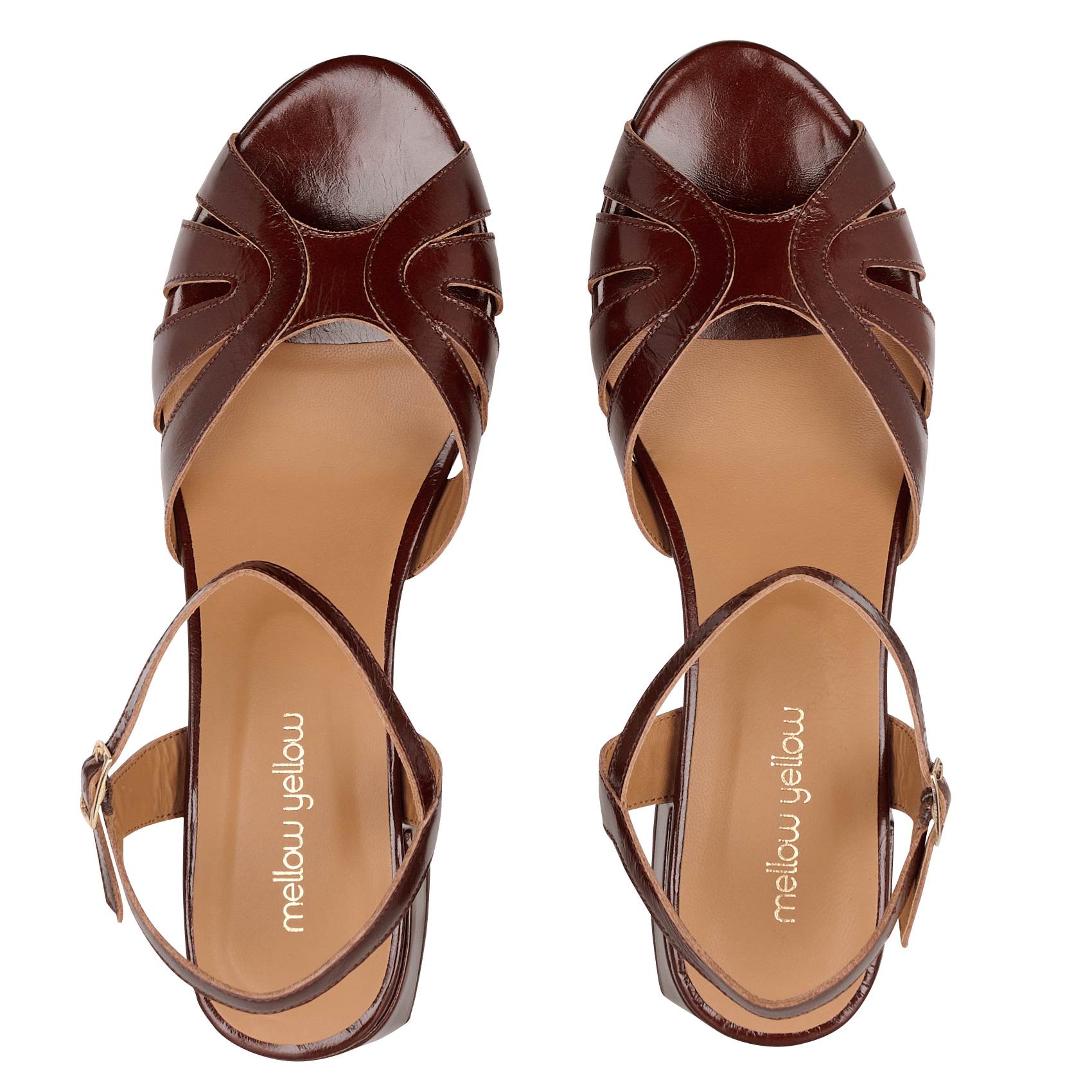 Sandales plates à lanières en cuir  Marron