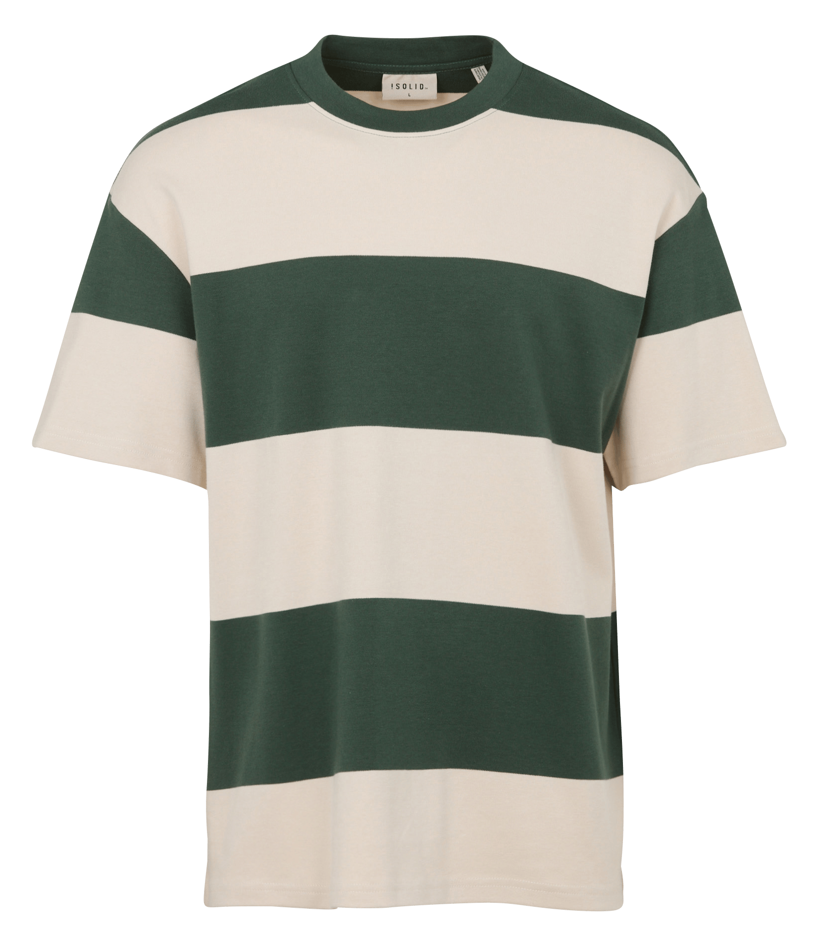 Short-sleeved striped cotton t-shirt SOLID Green
