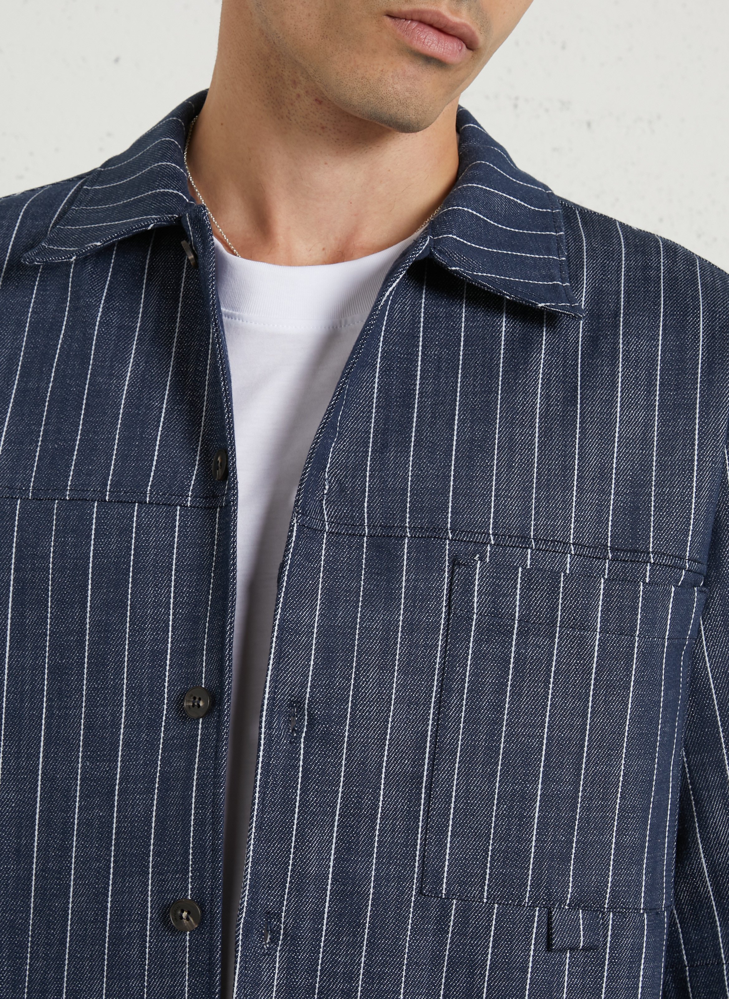 Oversized short-sleeve striped shirt IMPERIAL White