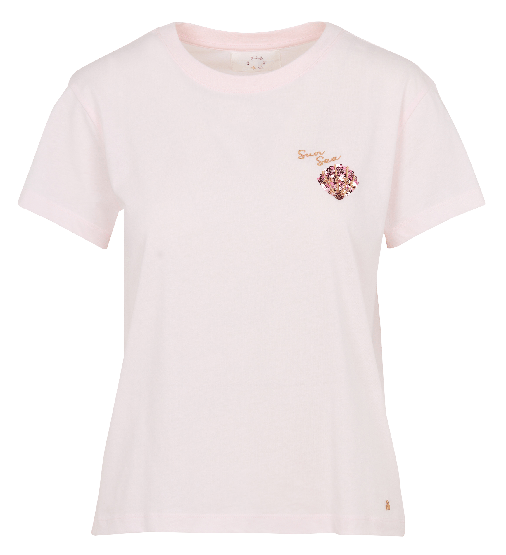 Straight t-shirt with chest embroidery DES PETITS HAUTS Pink