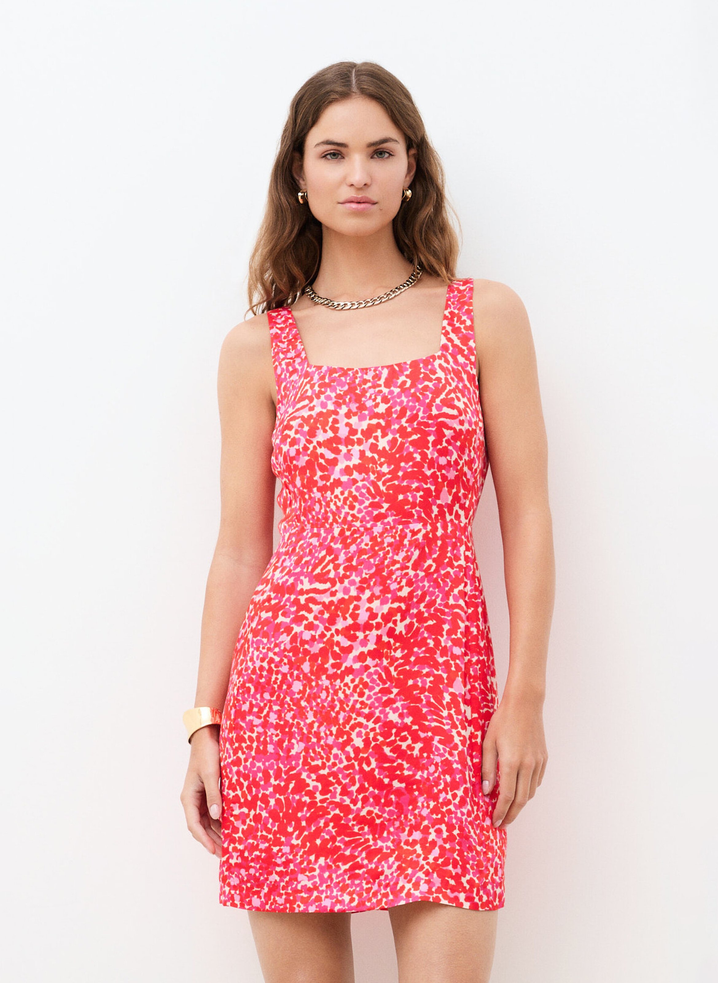 Robe courte imprimée CAROLL Rose