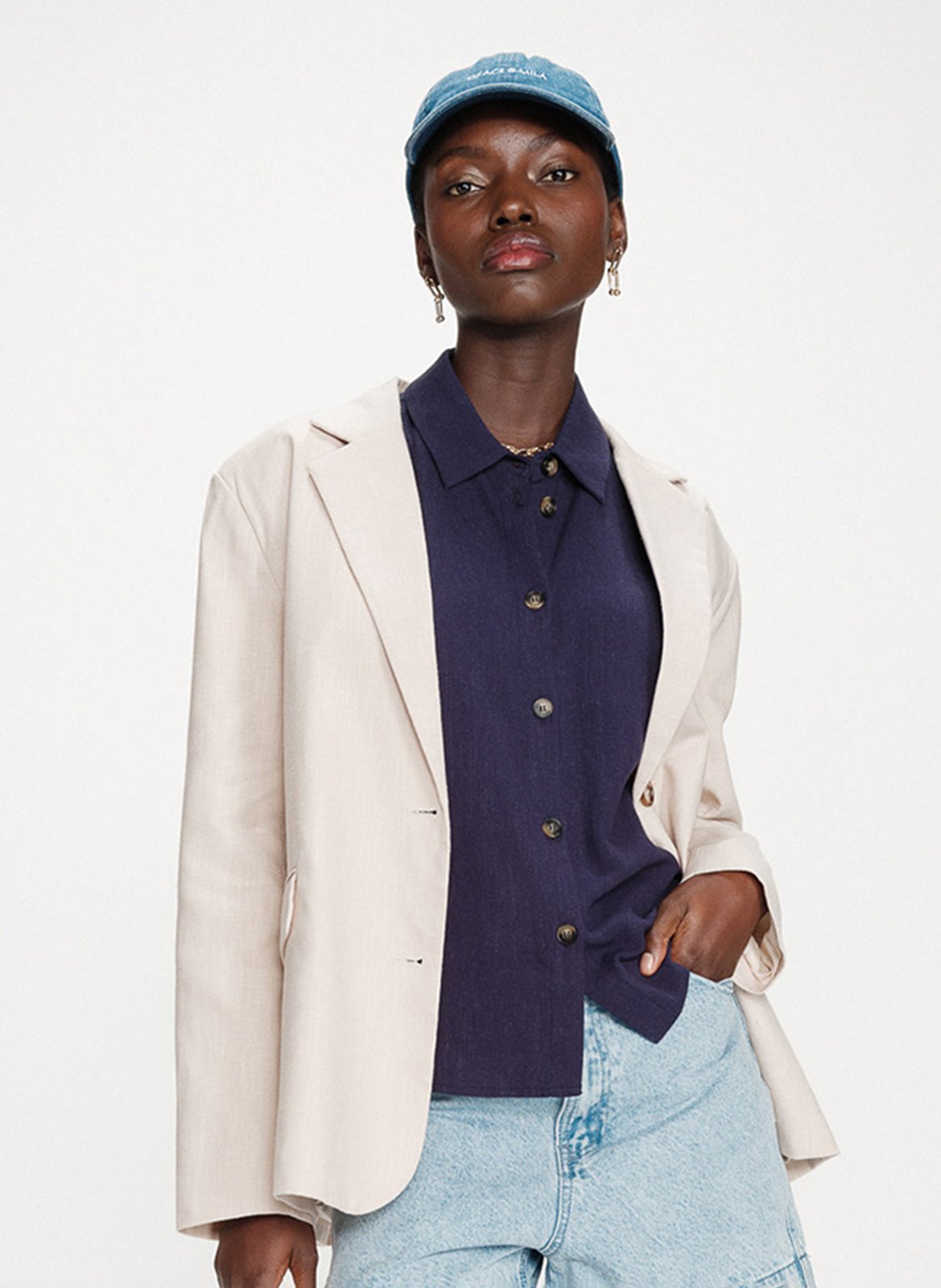 Veste tailleur oversize en lin mélangé GRACE ET MILA