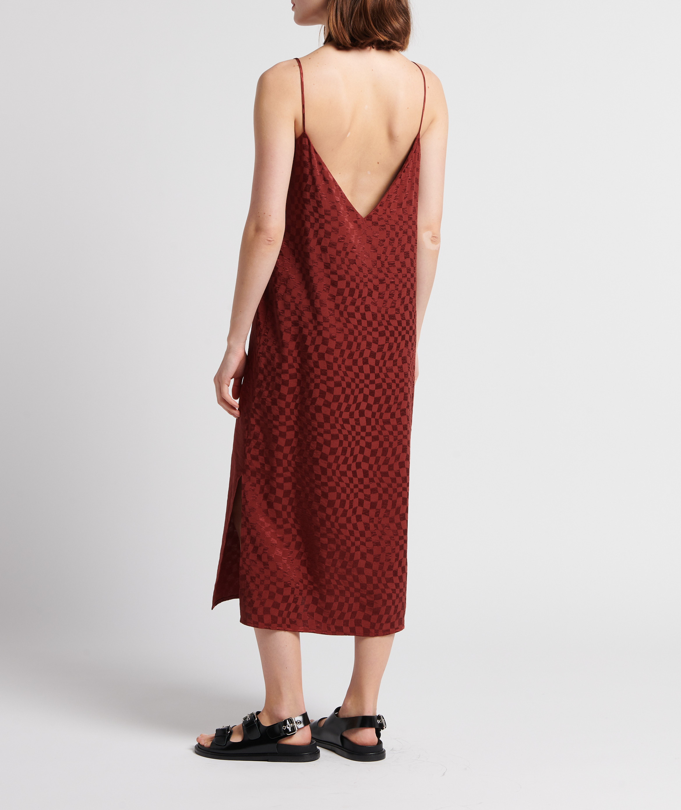 Satin checkered midi dress RITA ROW Red