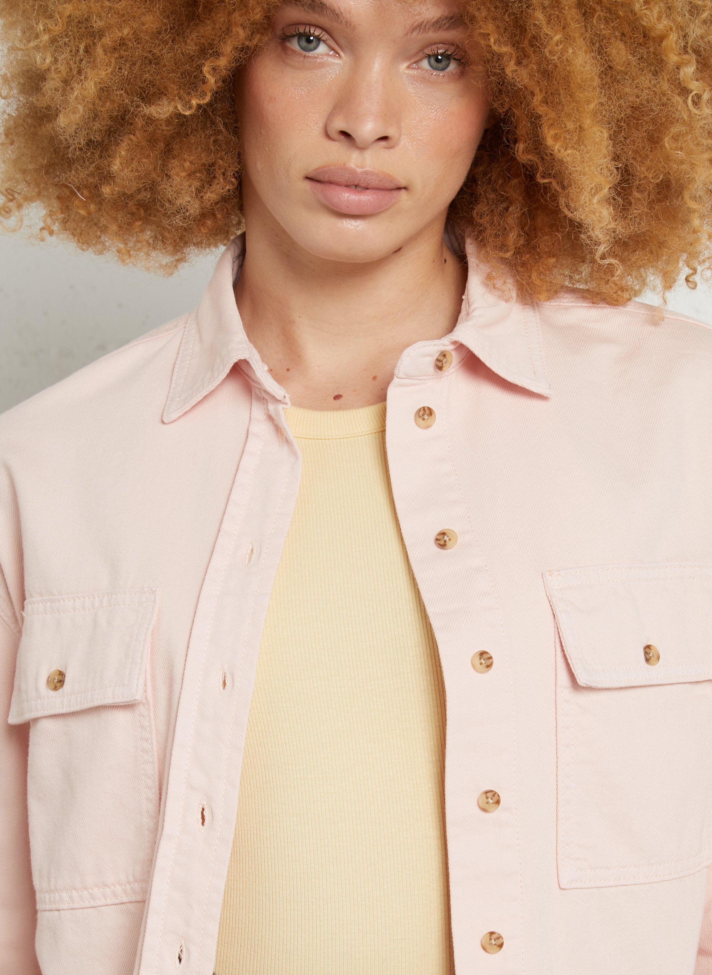 Veste droite col classique en coton MAISON 123 Rose