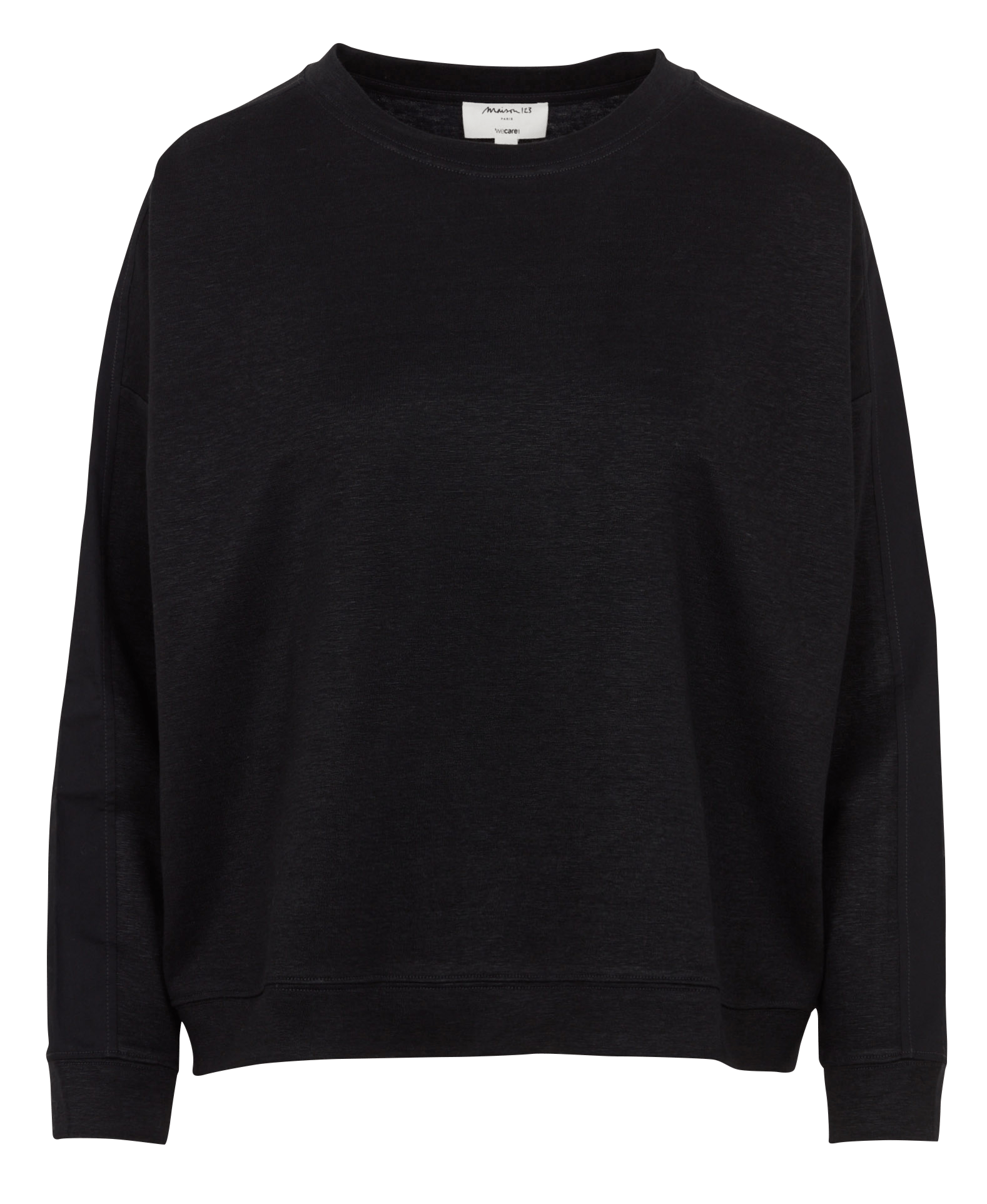 Tee-shirt col rond en lin mélangé MAISON 123 Noir