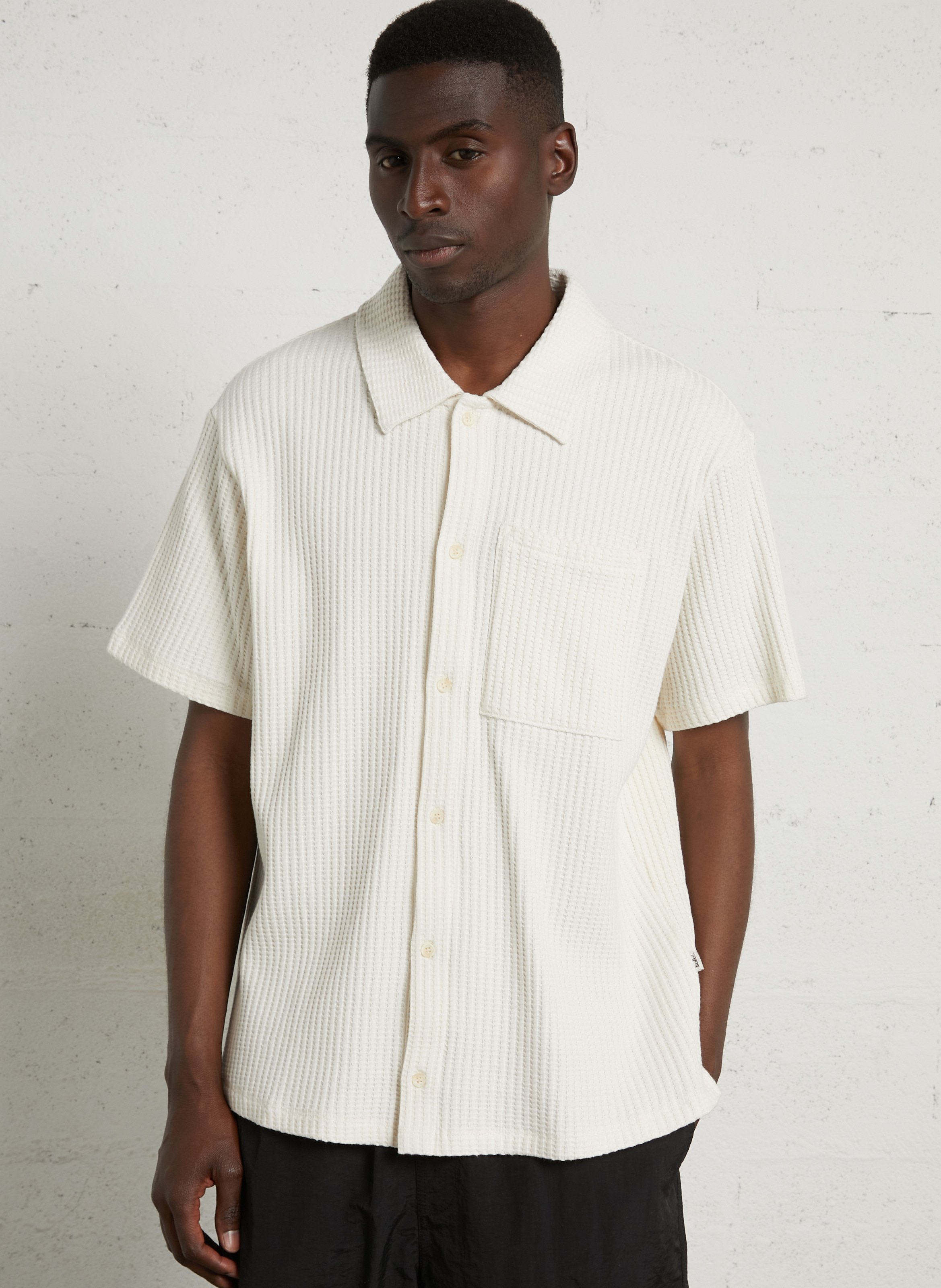 Chemise col classique en coton mélangé SOLID Blanc