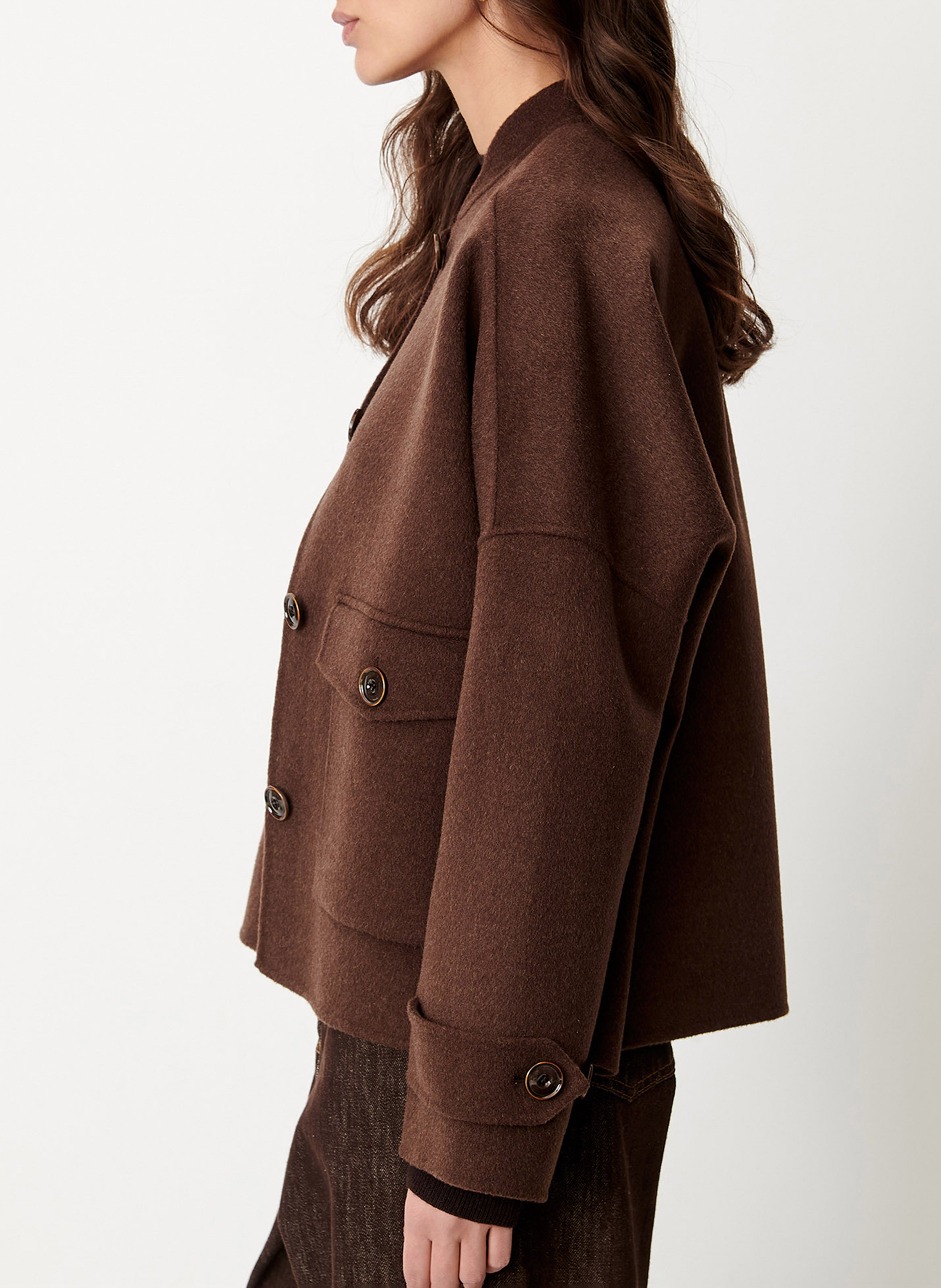 Veste droite en laine mélangée SESSUN Marron
