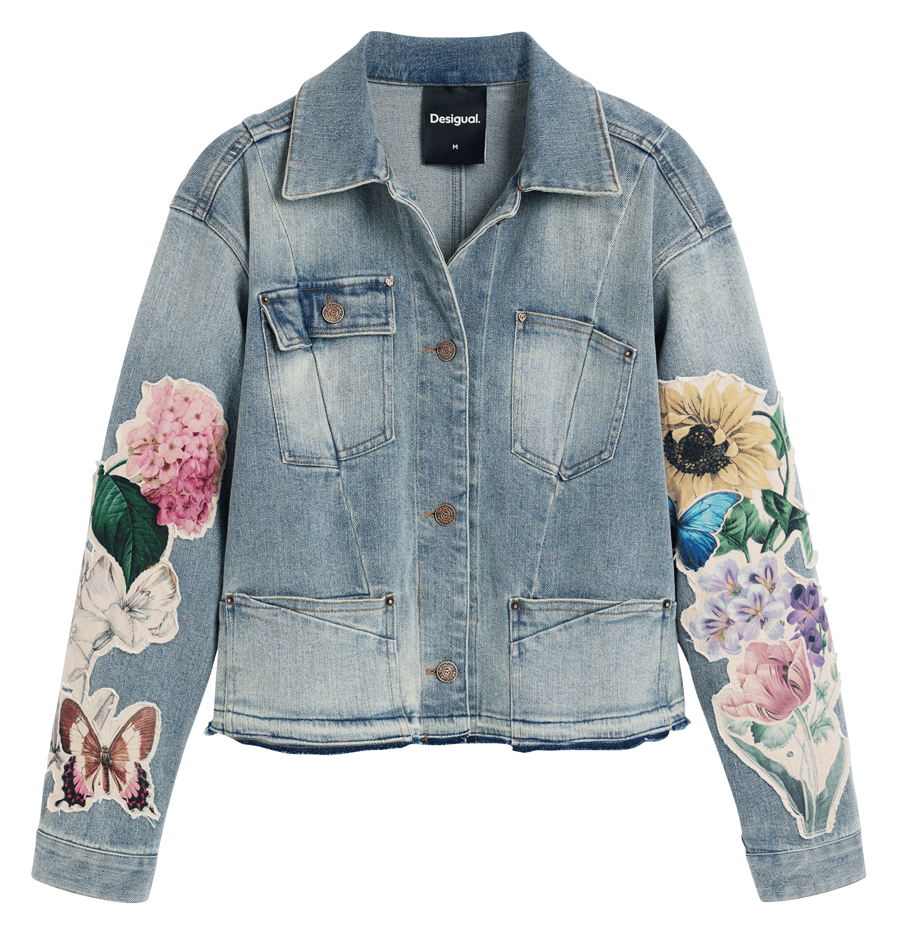 Oversized cotton-blend jacket with classic collar DESIGUAL Blue
