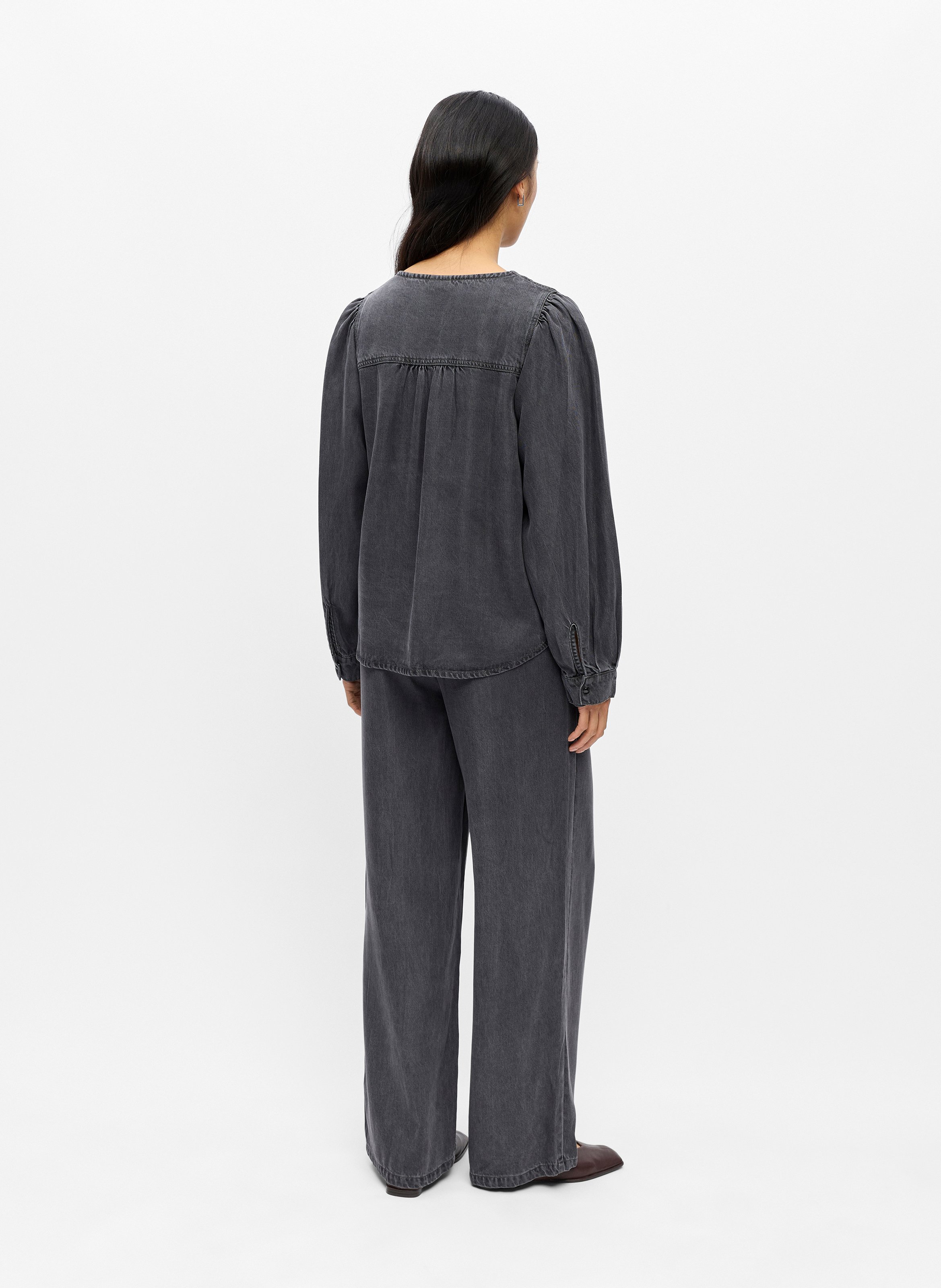 Loose-fitting V-neck blouse OBJECT Black
