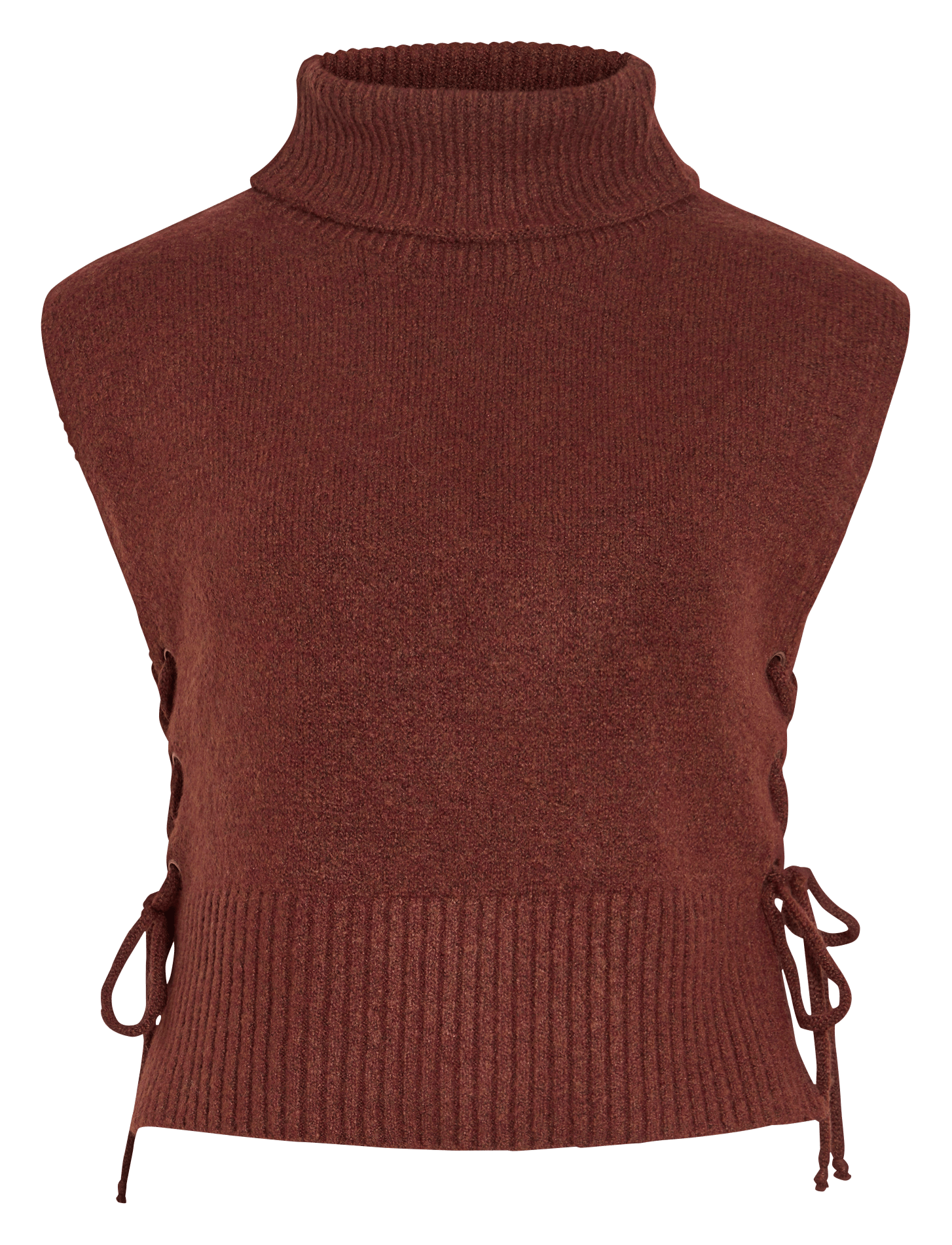 Pull col roulé sans manches noué VILA Marron