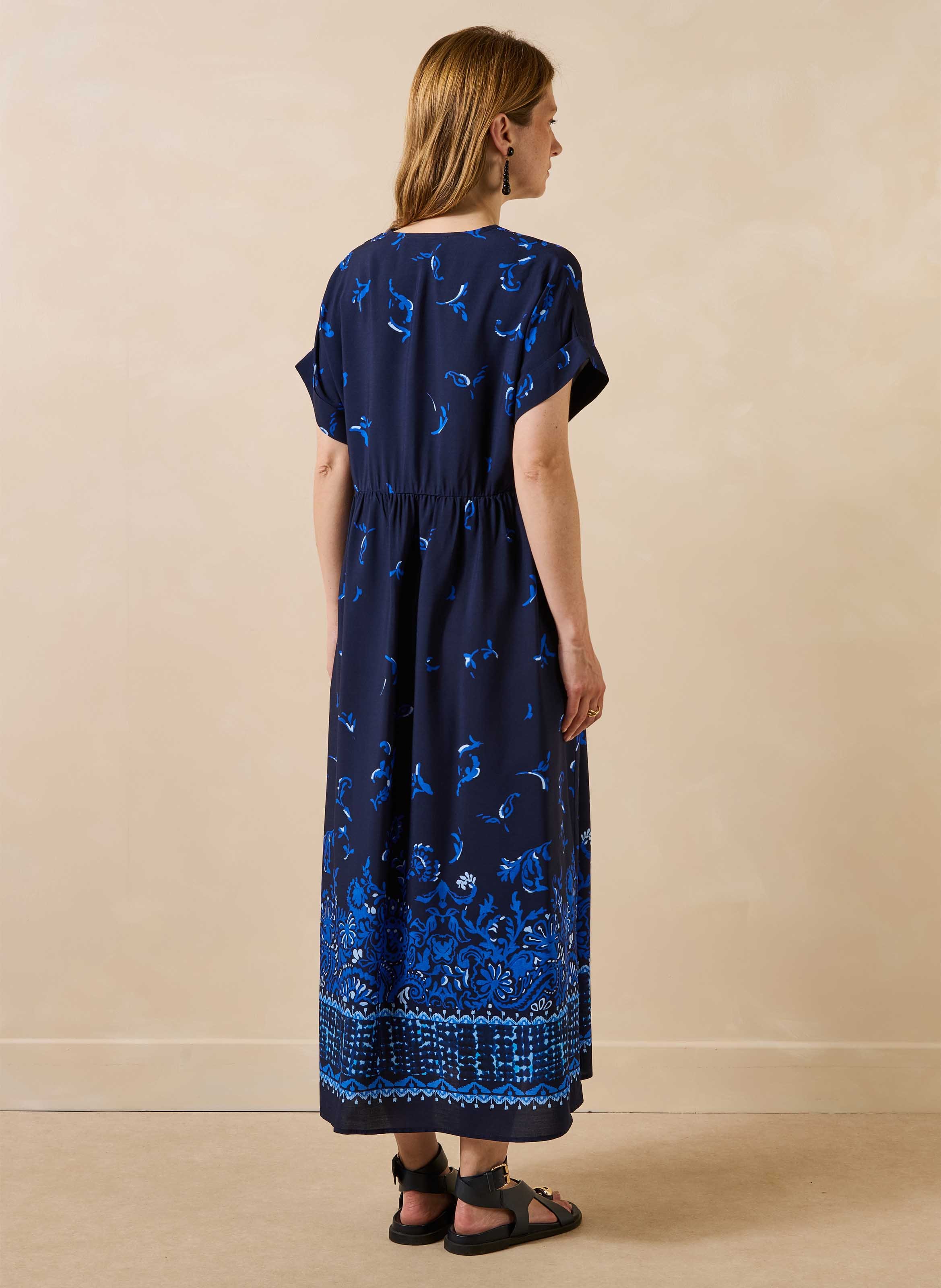 Lange jurk met bloemenprint LA FEE MARABOUTEE Blauw