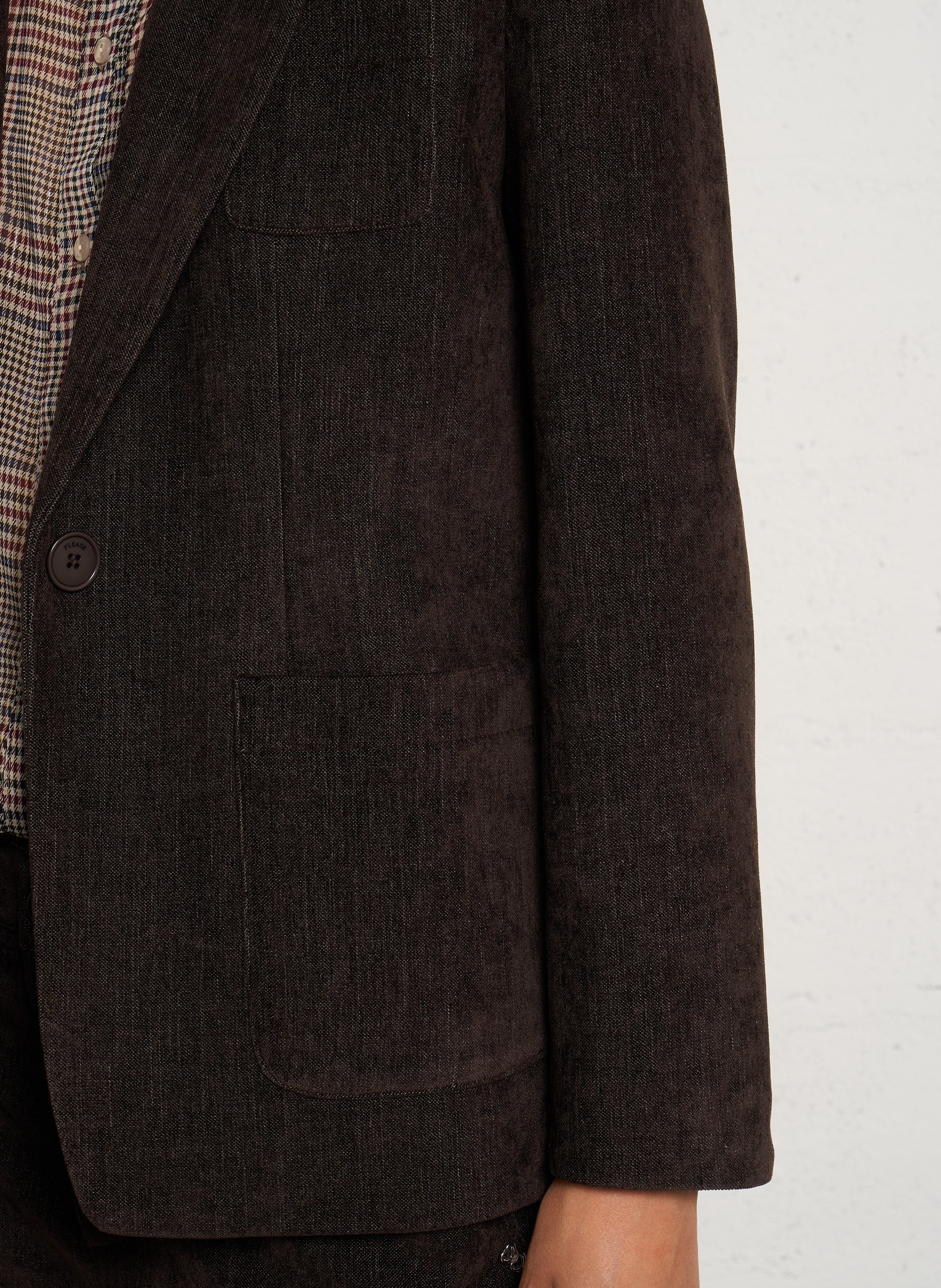 Straight velvet blazer PLEASE Brown