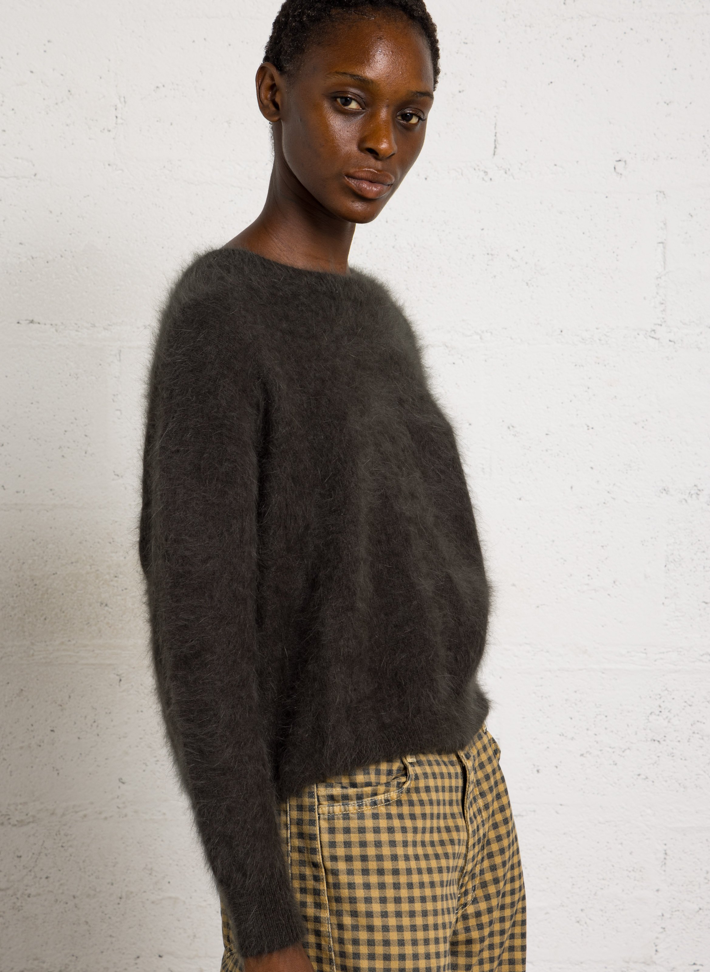 Loose-fit round-neck angora-blend sweater BELLEROSE Black